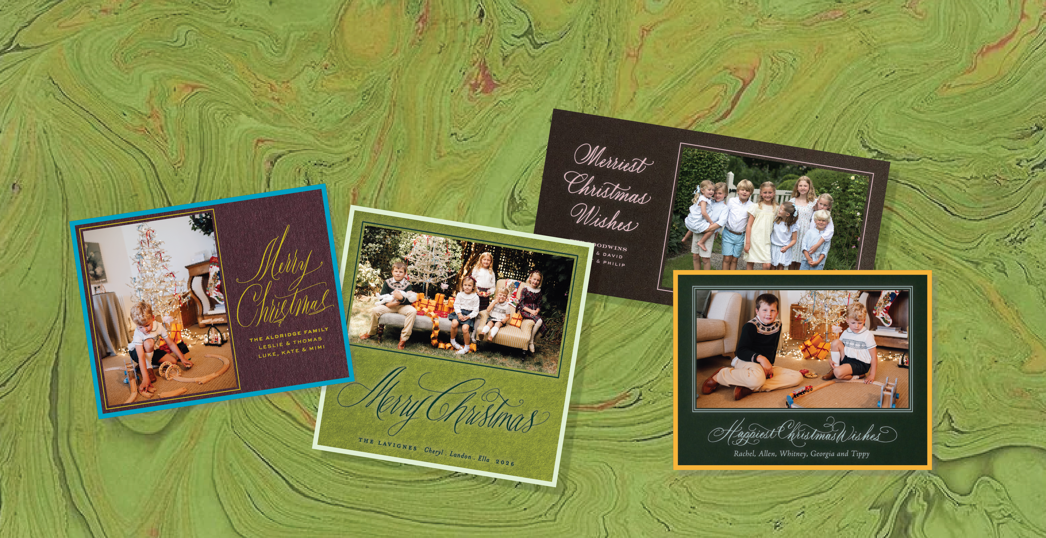 Merry Christmas Engraved Holiday Cards