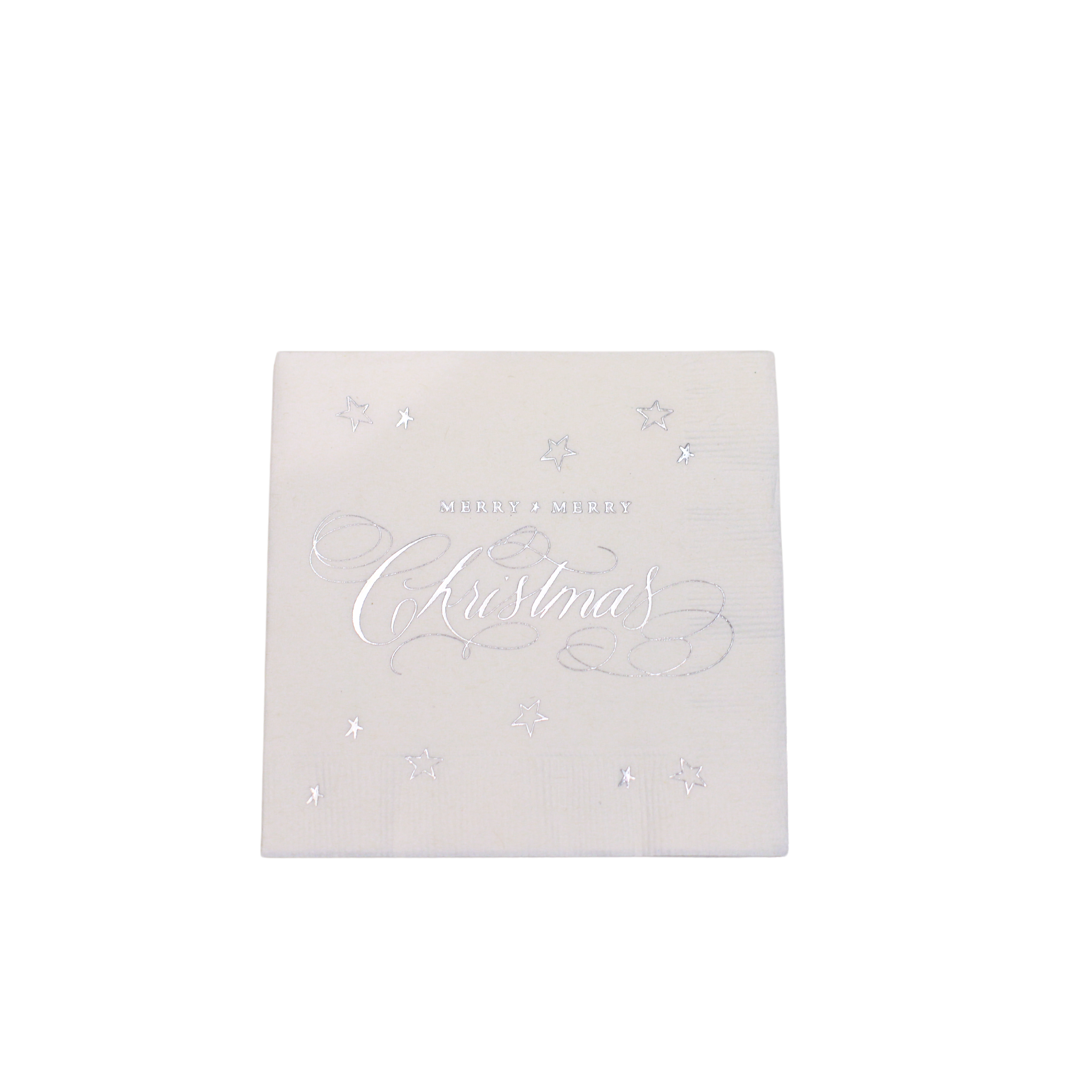 Merry Merry Christmas cocktail napkins - Silver Foil