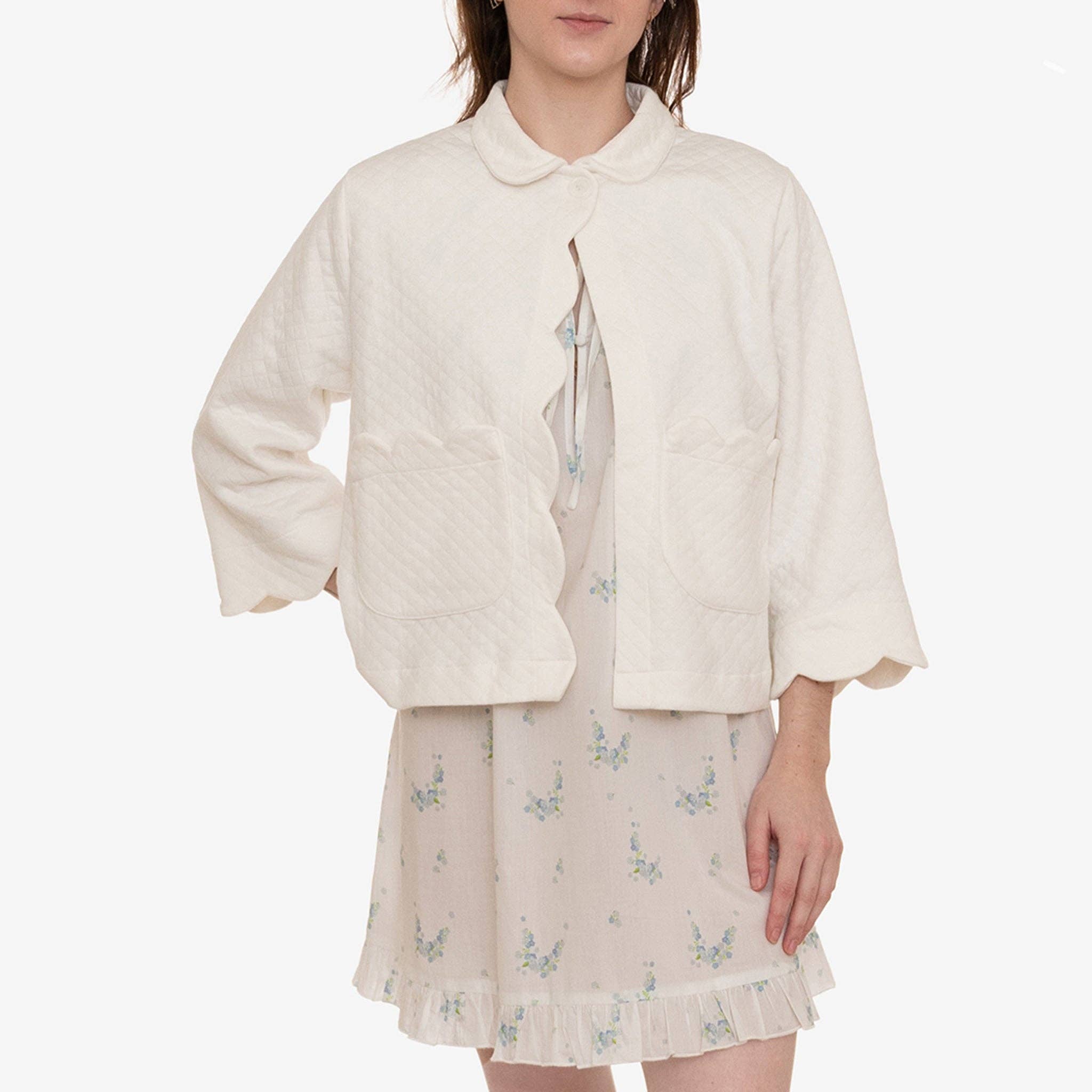 White Quilted Bed Jacket