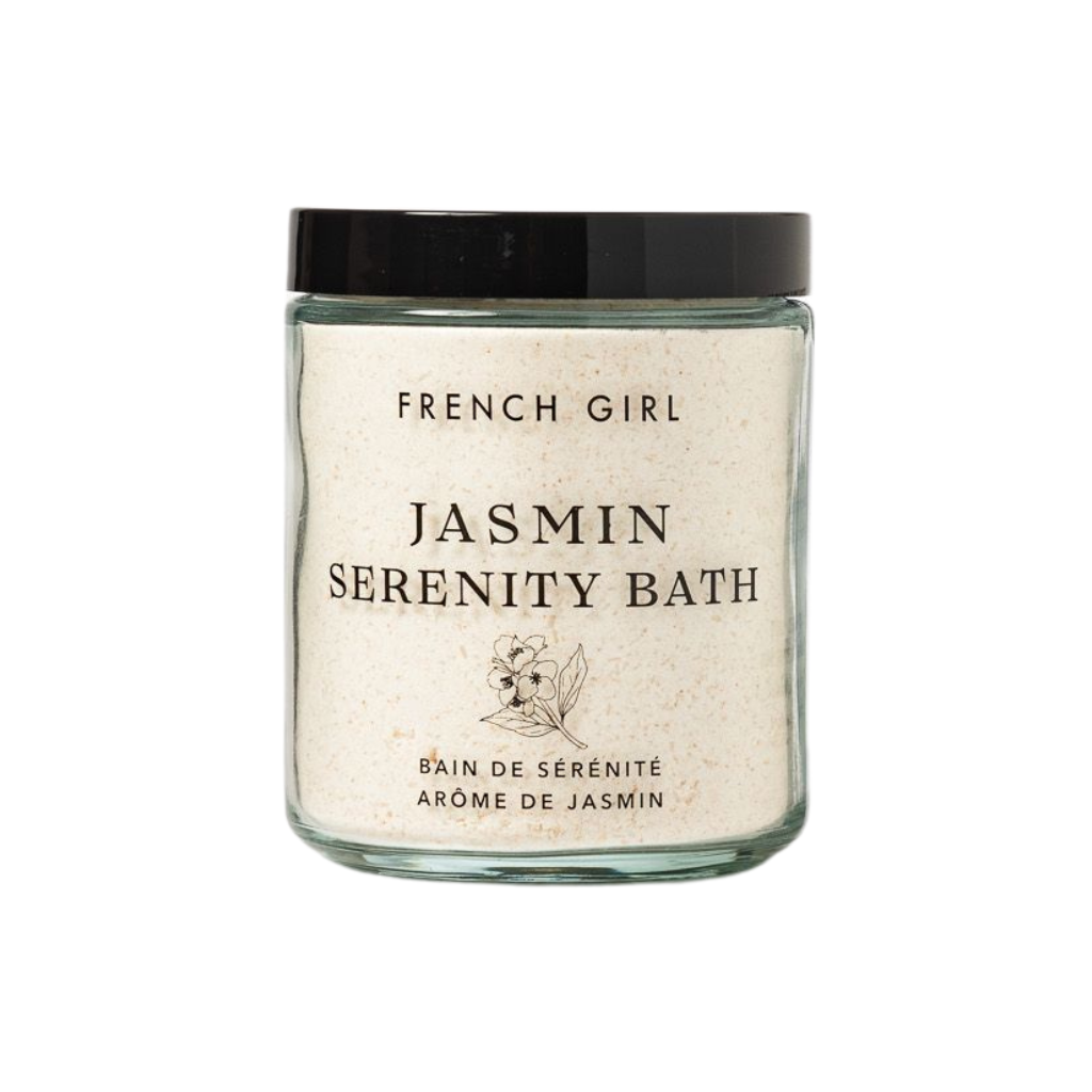 French Girl Jasmin Coconut Milk Serenity Bath blends mineral salts, coconut milk and jasmine botanicals for a softening, calming and beautifully scented soak.