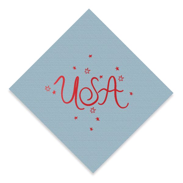 USA Cocktail Napkins, Powder Blue & Red