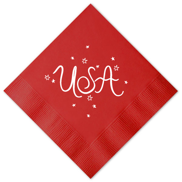USA Cocktail Napkins, Red & White
