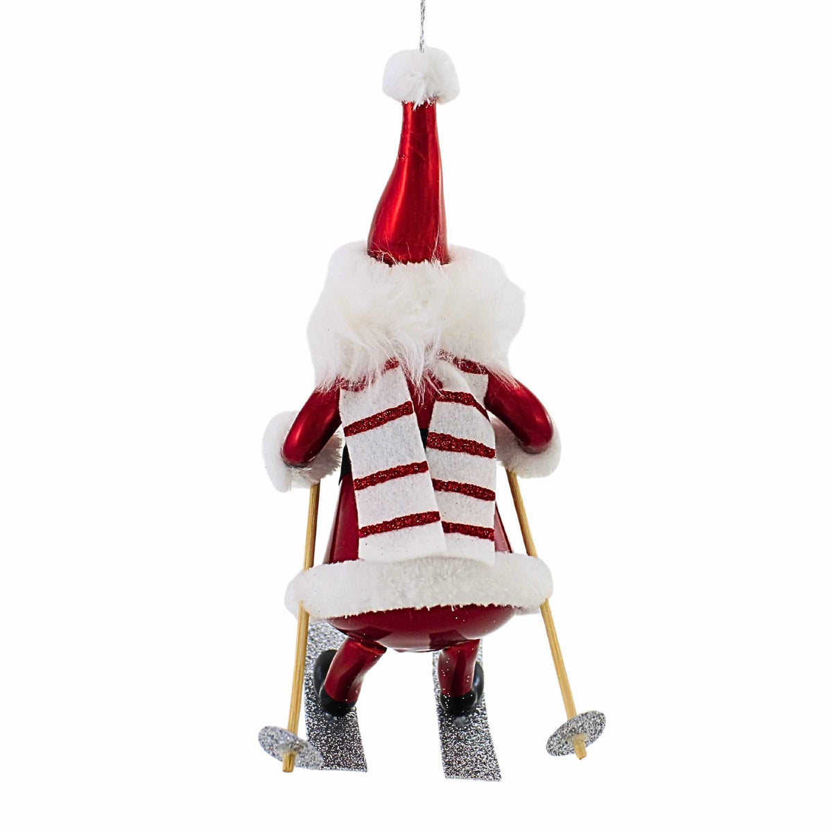 St. Moritz Skiing Santa Glass Ornament