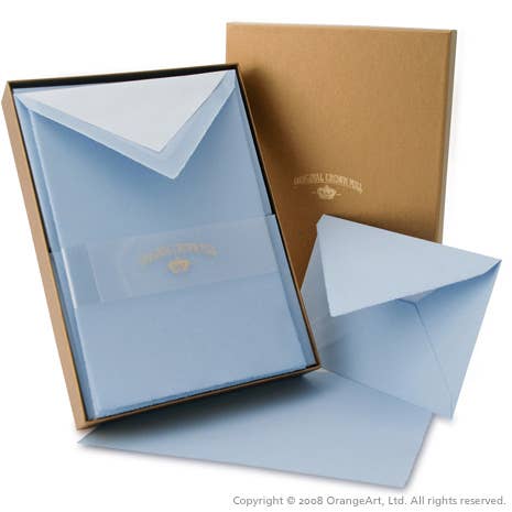 OCM Classic Laid Deckle Edge Sheet Correspondence Gold Box: Blue / A5 (5.75x8.25")