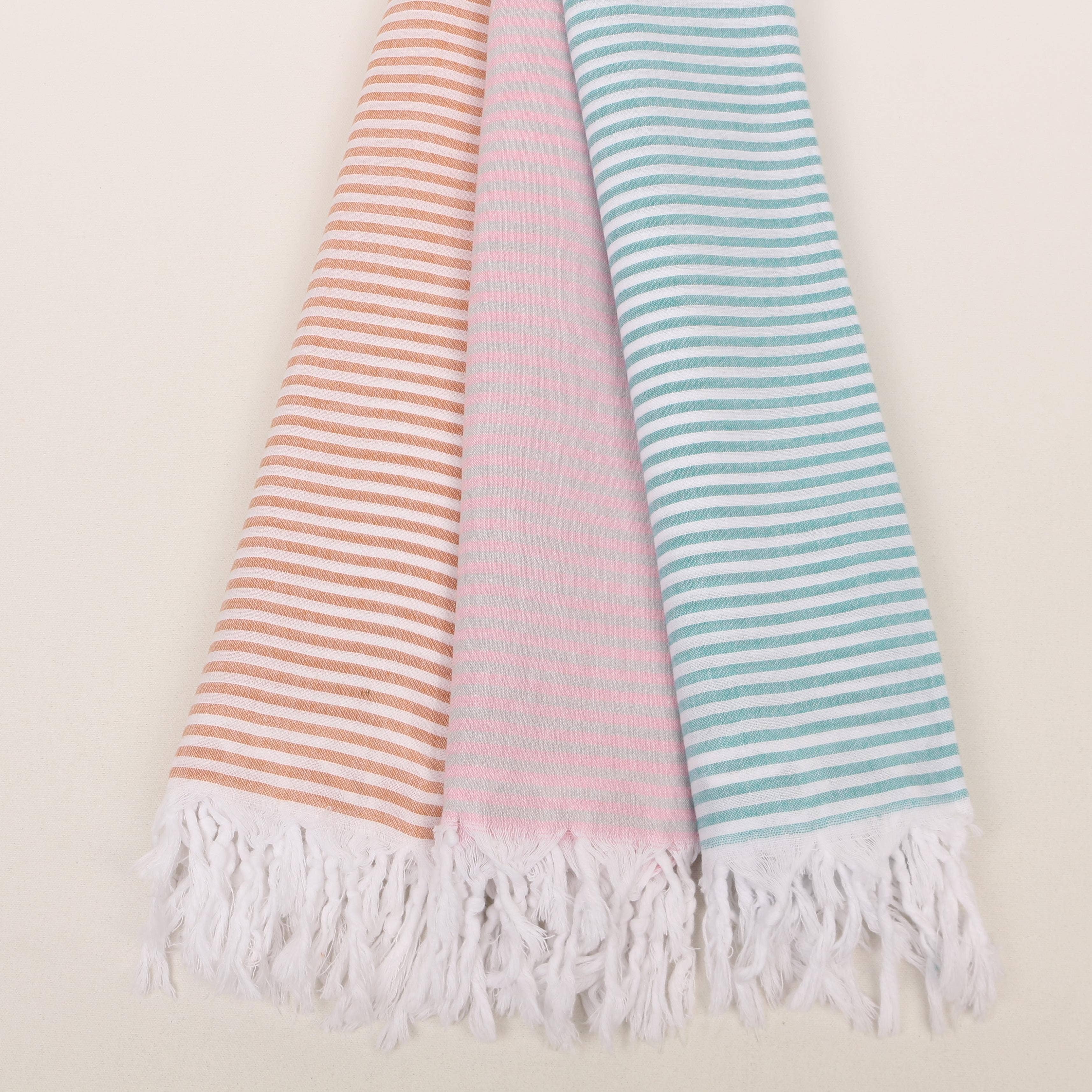 Striped Colorful Turkish Cotton Peshtemal Towel: Mint / Beach Towel