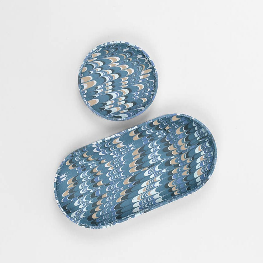 Marbled Blue/Ochre - Desk Tray Set