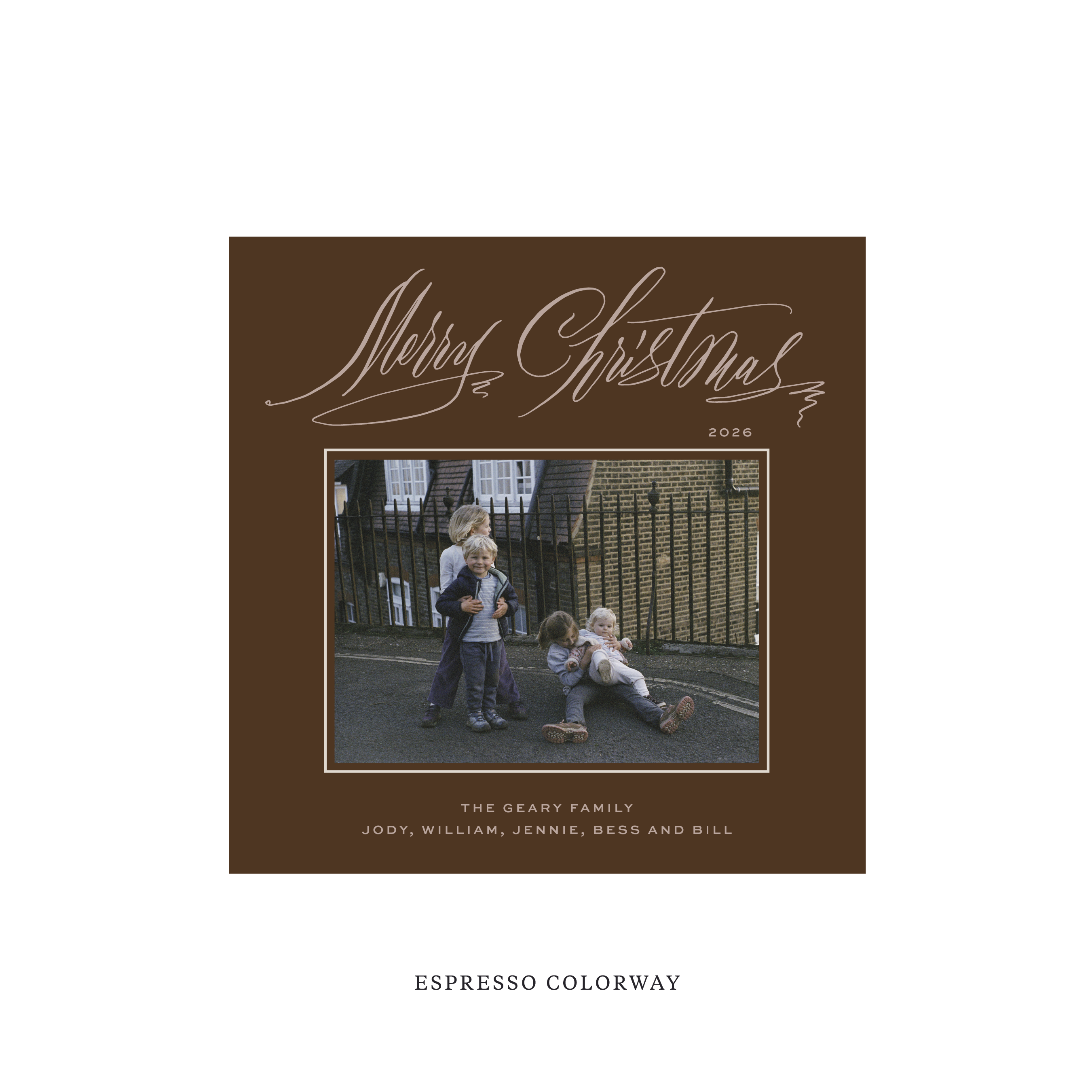 Aldridge Classic Flat Print Holiday Card, Square