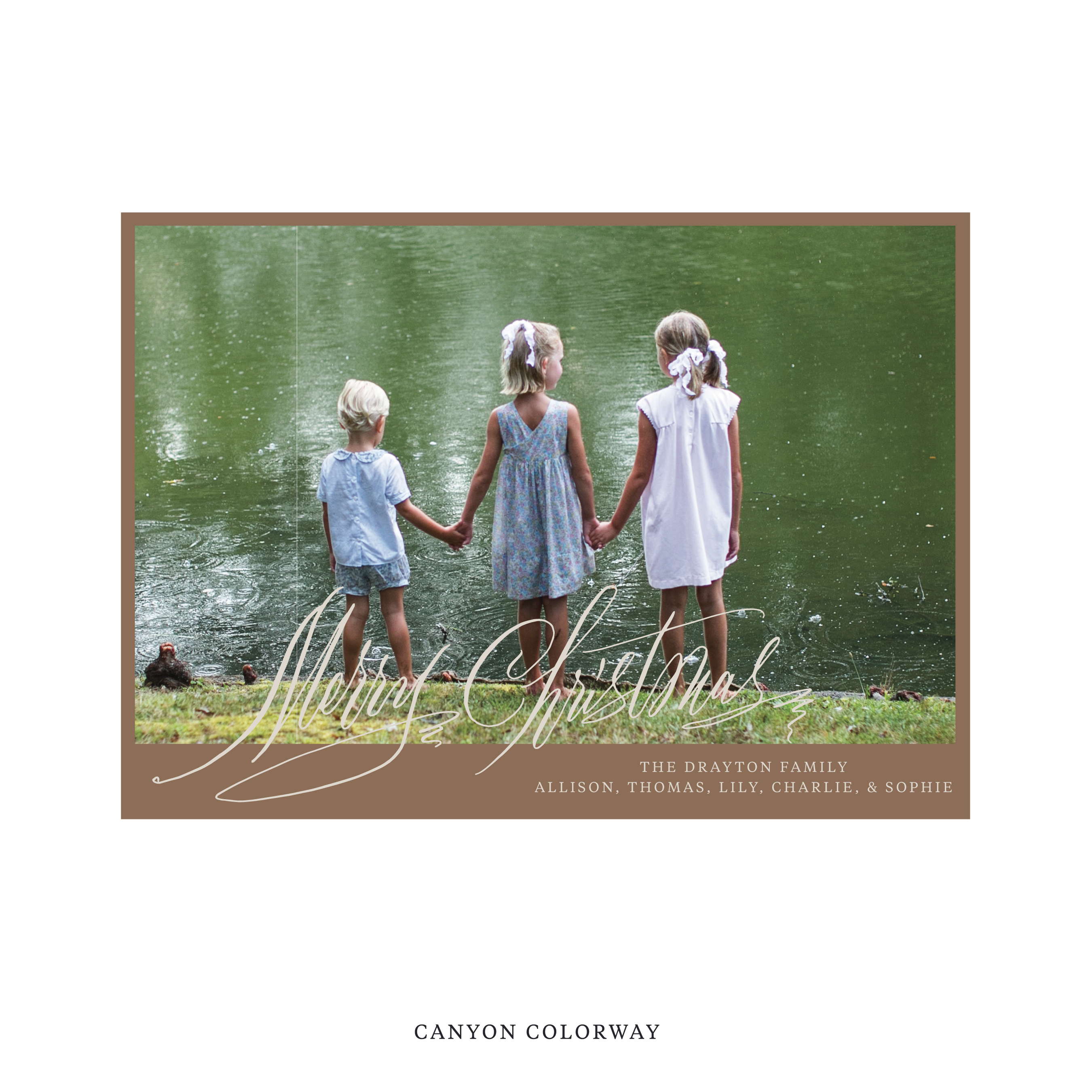 Celebrate the season with the Aldridge Merry Christmas Holiday Card by Stovall Collection. Featuring original hand-lettered artwork, this luxury personalized photo mount holiday card is available in 22 thoughtfully curated flat printing colorways.