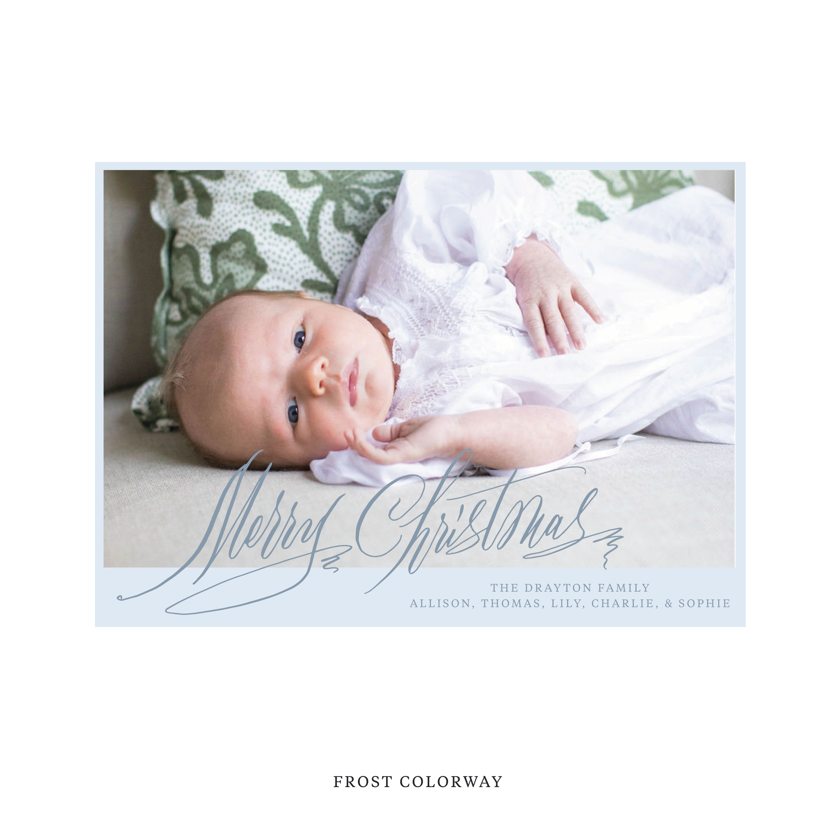 Celebrate the season with the Aldridge Merry Christmas Holiday Card by Stovall Collection. Featuring original hand-lettered artwork, this luxury personalized photo mount holiday card is available in 22 thoughtfully curated flat printing colorways.