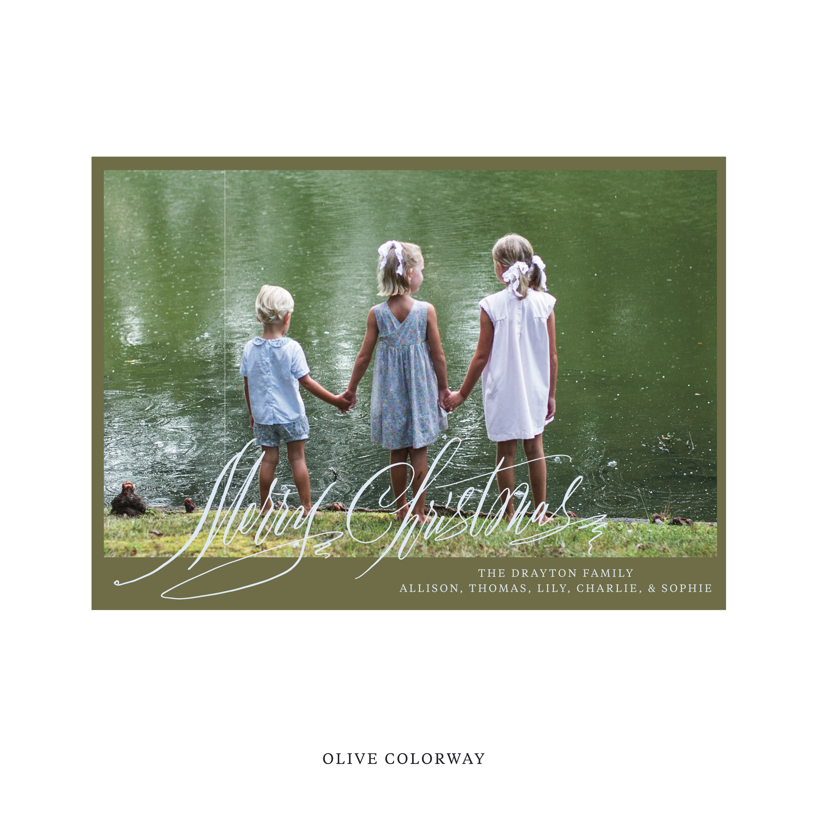 Celebrate the season with the Aldridge Merry Christmas Holiday Card by Stovall Collection. Featuring original hand-lettered artwork, this luxury personalized photo mount holiday card is available in 22 thoughtfully curated flat printing colorways.