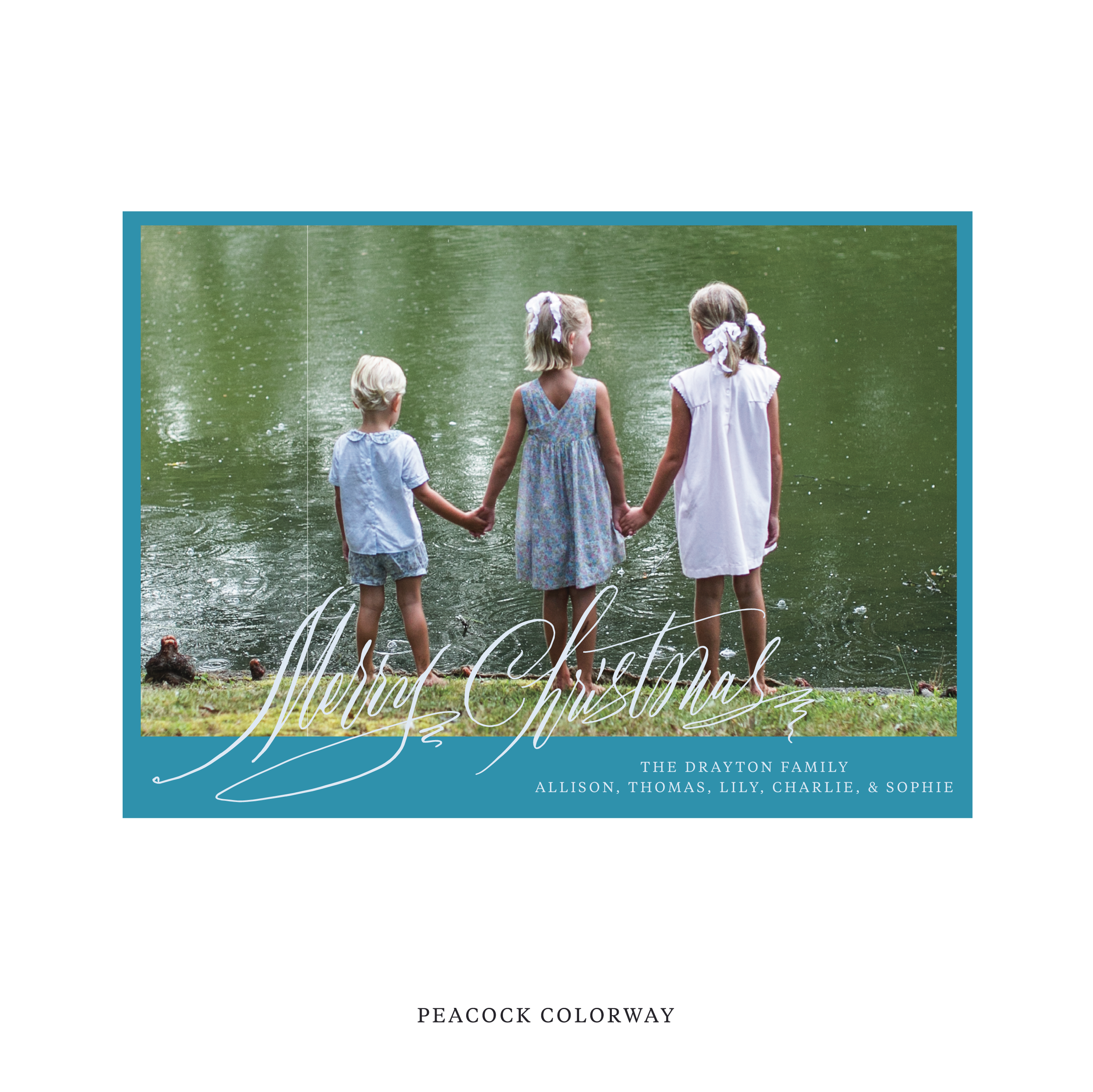Celebrate the season with the Aldridge Merry Christmas Holiday Card by Stovall Collection. Featuring original hand-lettered artwork, this luxury personalized photo mount holiday card is available in 22 thoughtfully curated flat printing colorways.