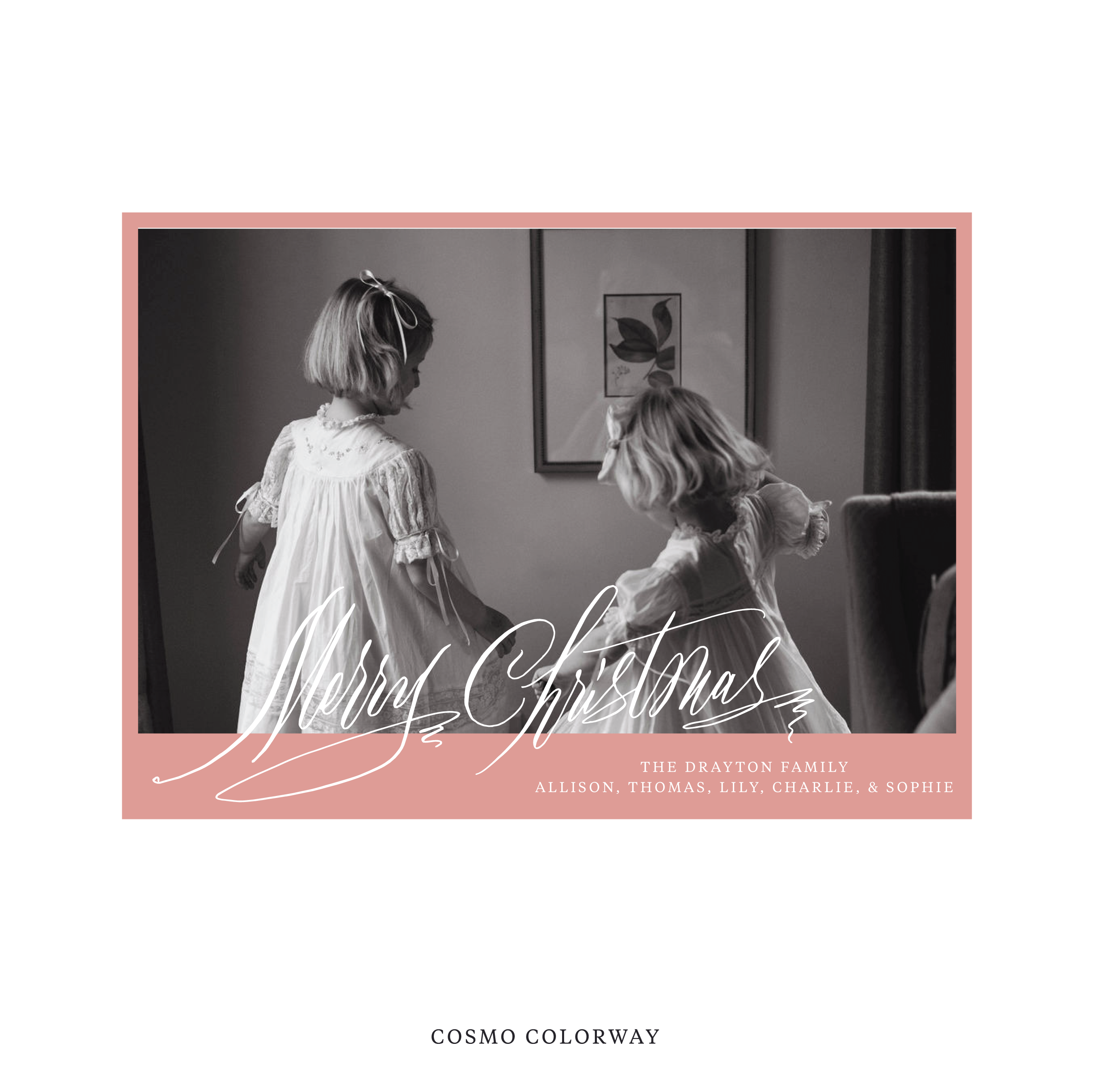 Celebrate the season with the Aldridge Merry Christmas Holiday Card by Stovall Collection. Featuring original hand-lettered artwork, this luxury personalized photo mount holiday card is available in 22 thoughtfully curated flat printing colorways.