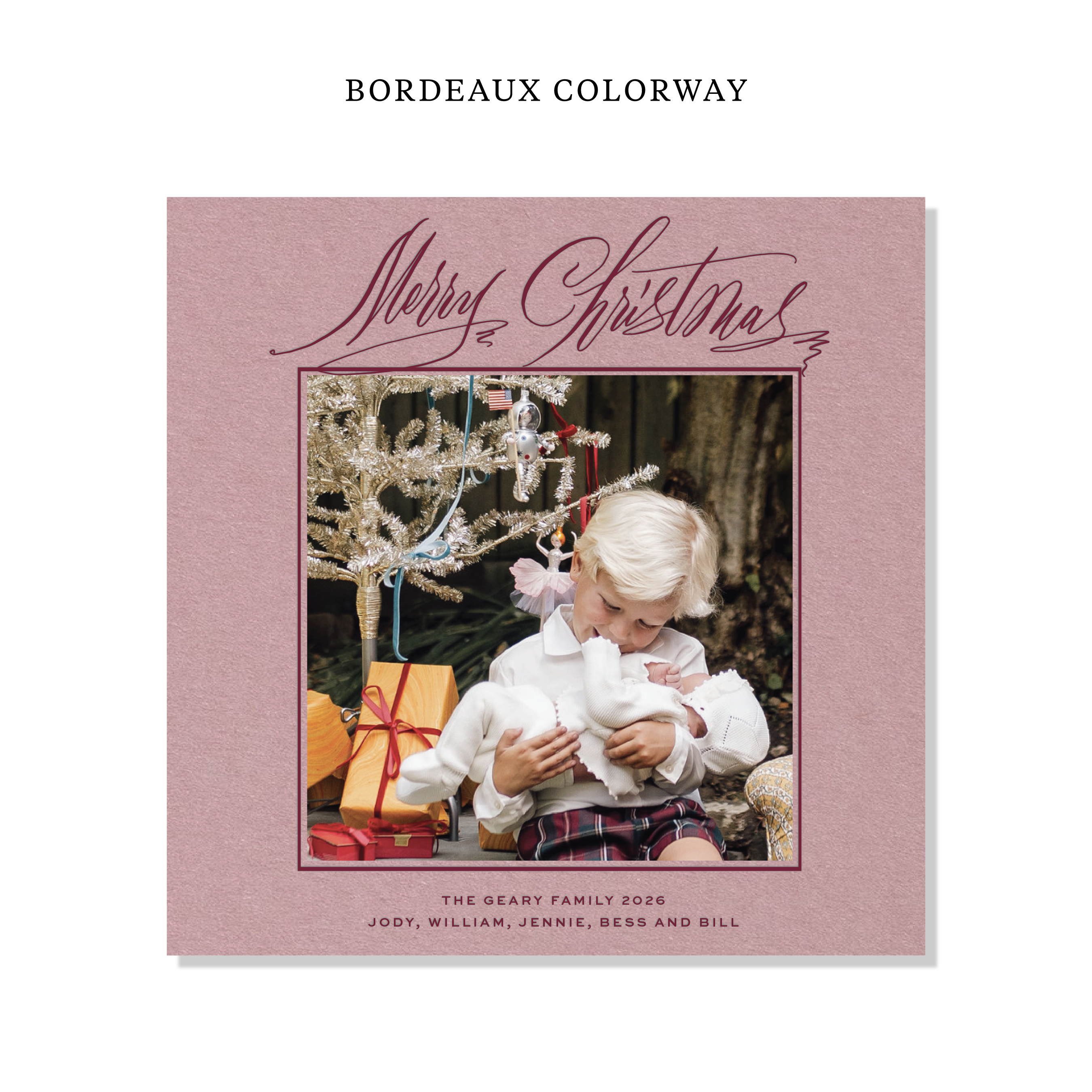 Aldridge Letterpress Holiday Card, Large Square (Colored Paper)