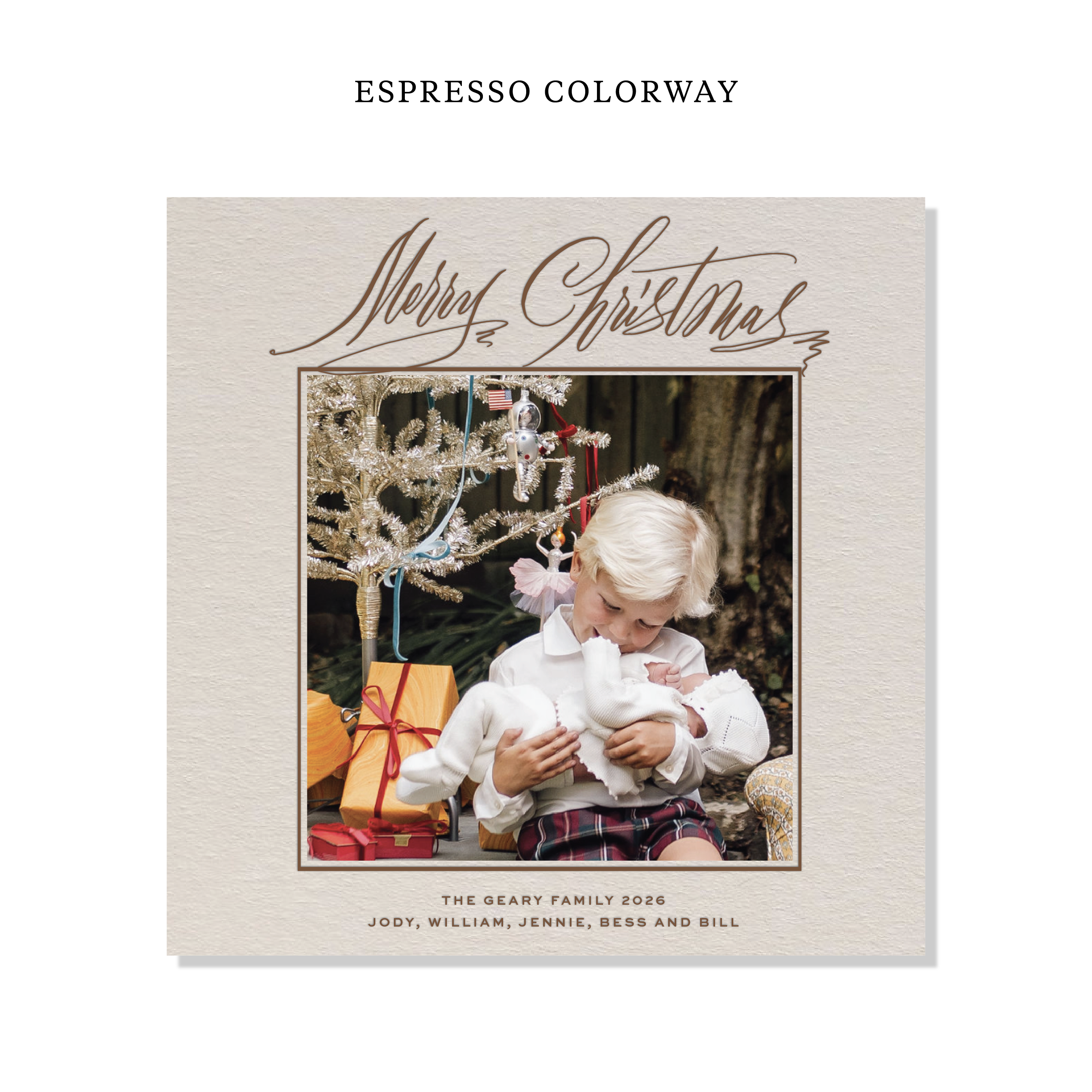 Aldridge Letterpress Holiday Card, Large Square (Colored Paper)
