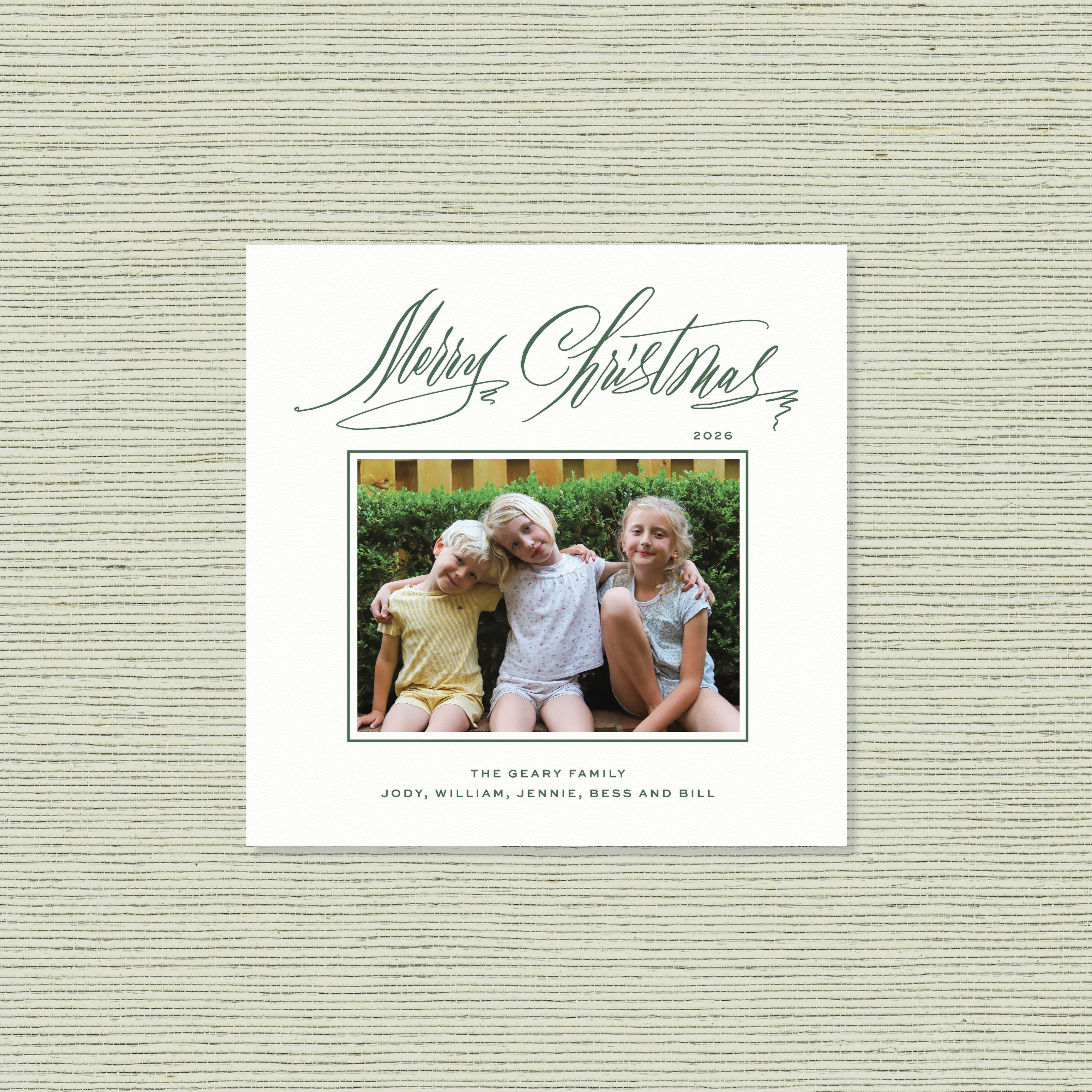 Aldridge Letterpress Holiday Card, Small Square (White Paper)
