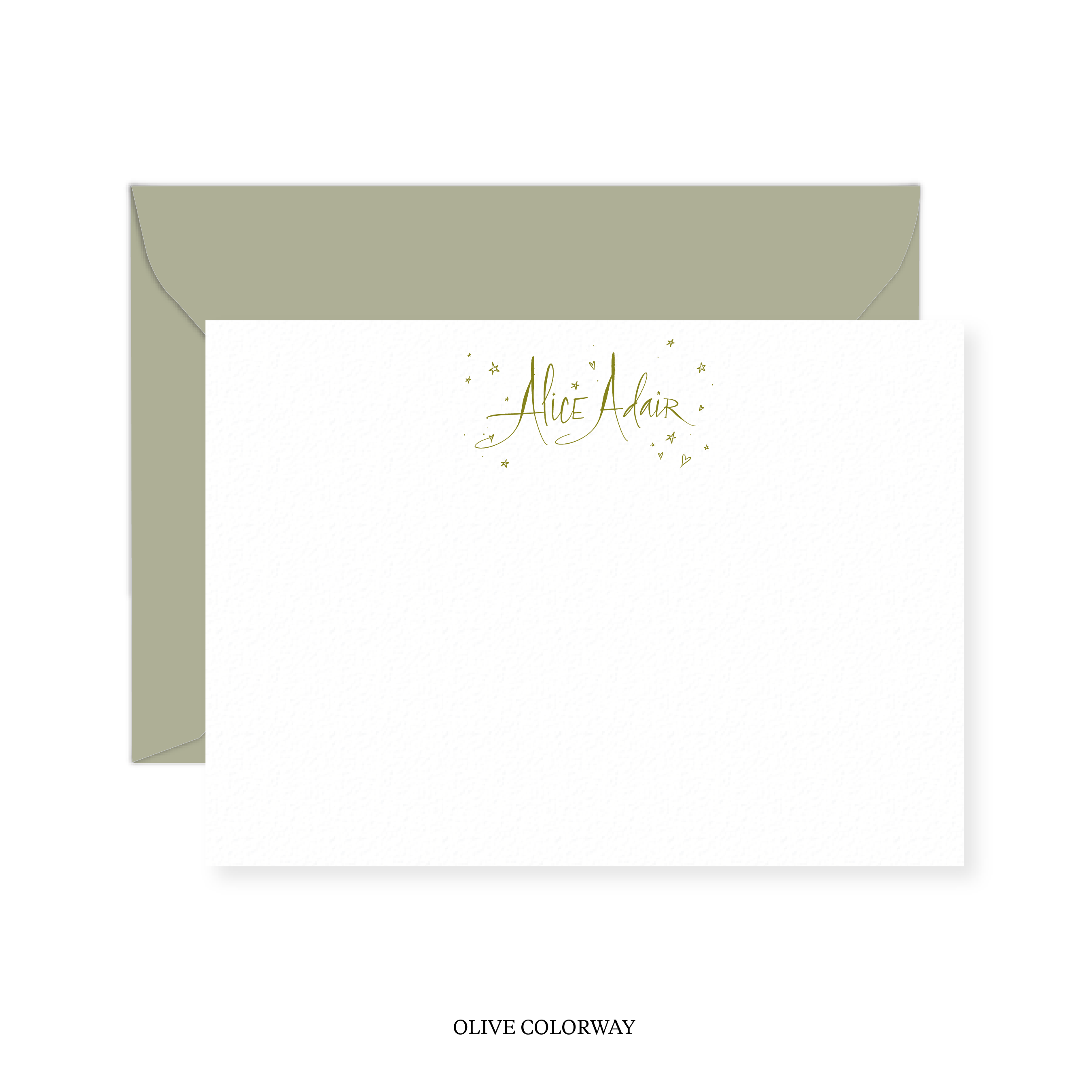 Alice with Hearts and Stars Calligraphy Classic Printed Note