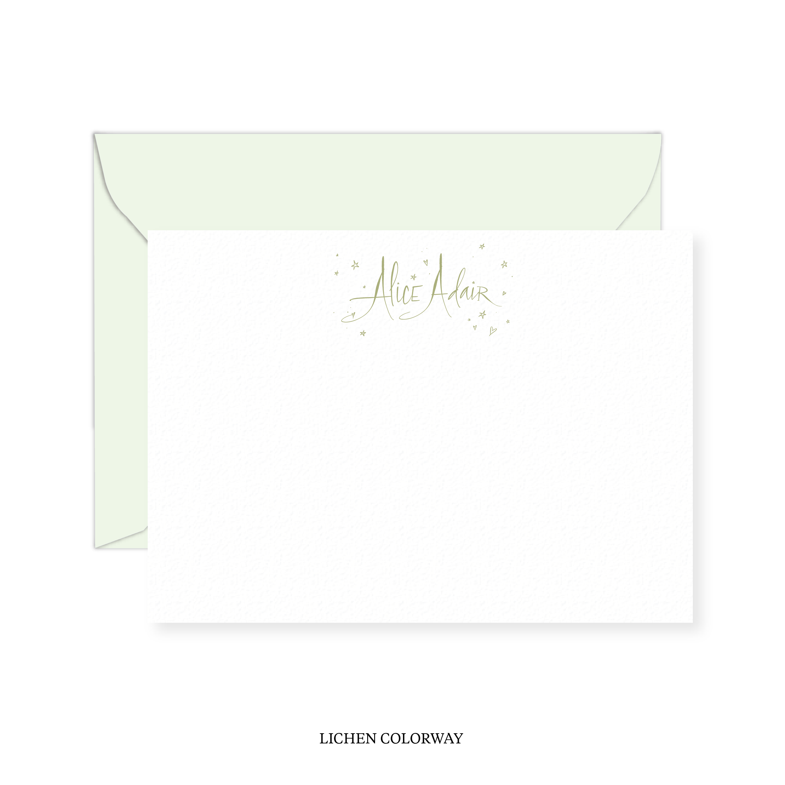 Alice with Hearts and Stars Calligraphy Classic Printed Note