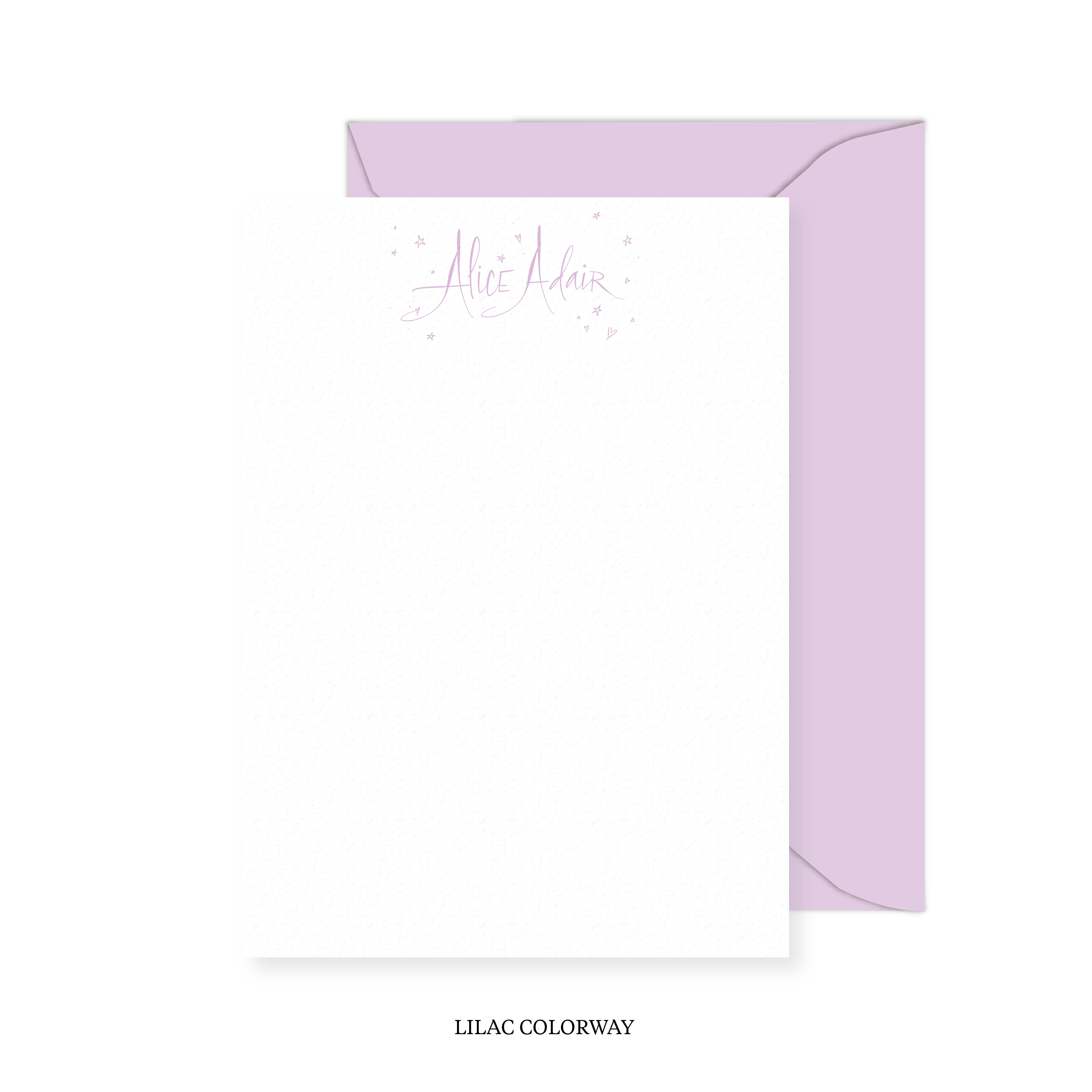 Alice with Hearts and Stars Calligraphy Classic Printed Note