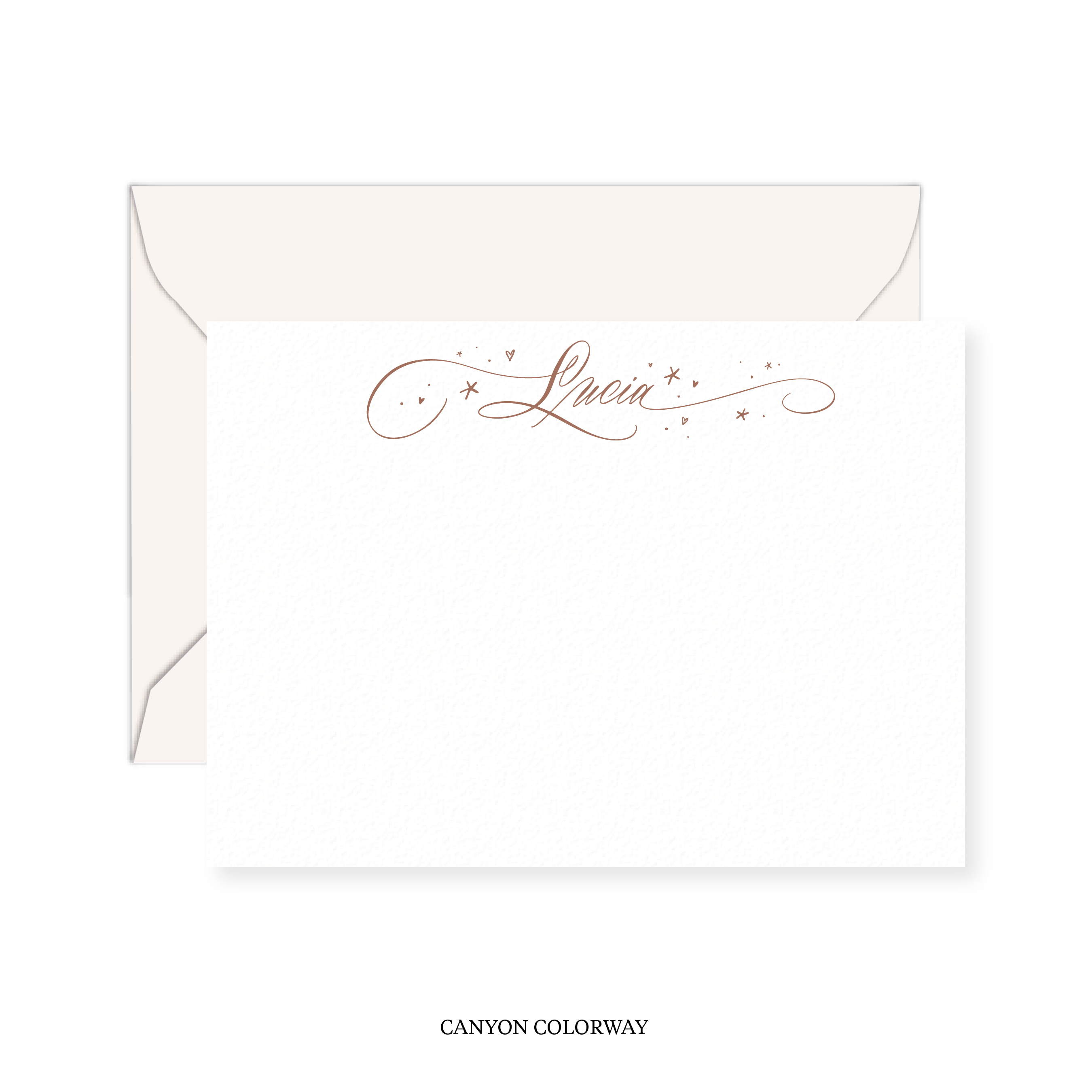 Allison with Hearts and Stars Calligraphy Classic Printed Note