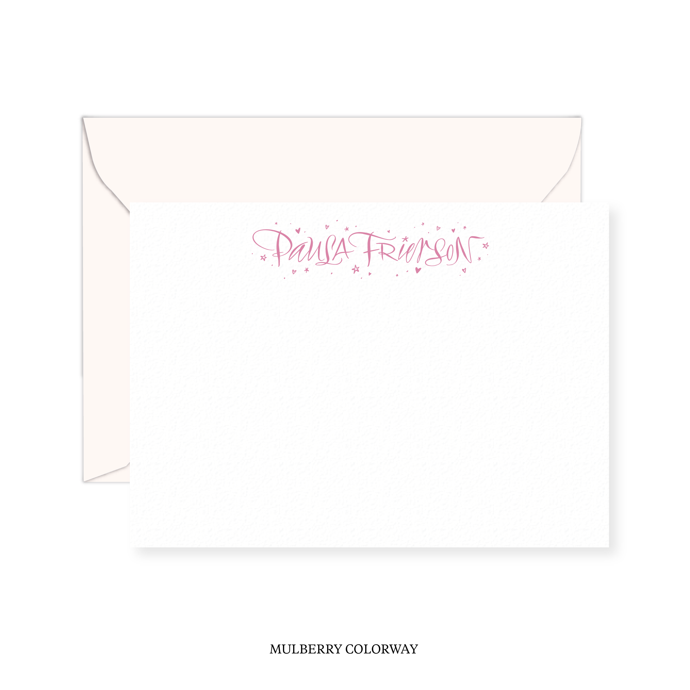 Ansley with Stars and Hearts Calligraphy Classic Printed Note