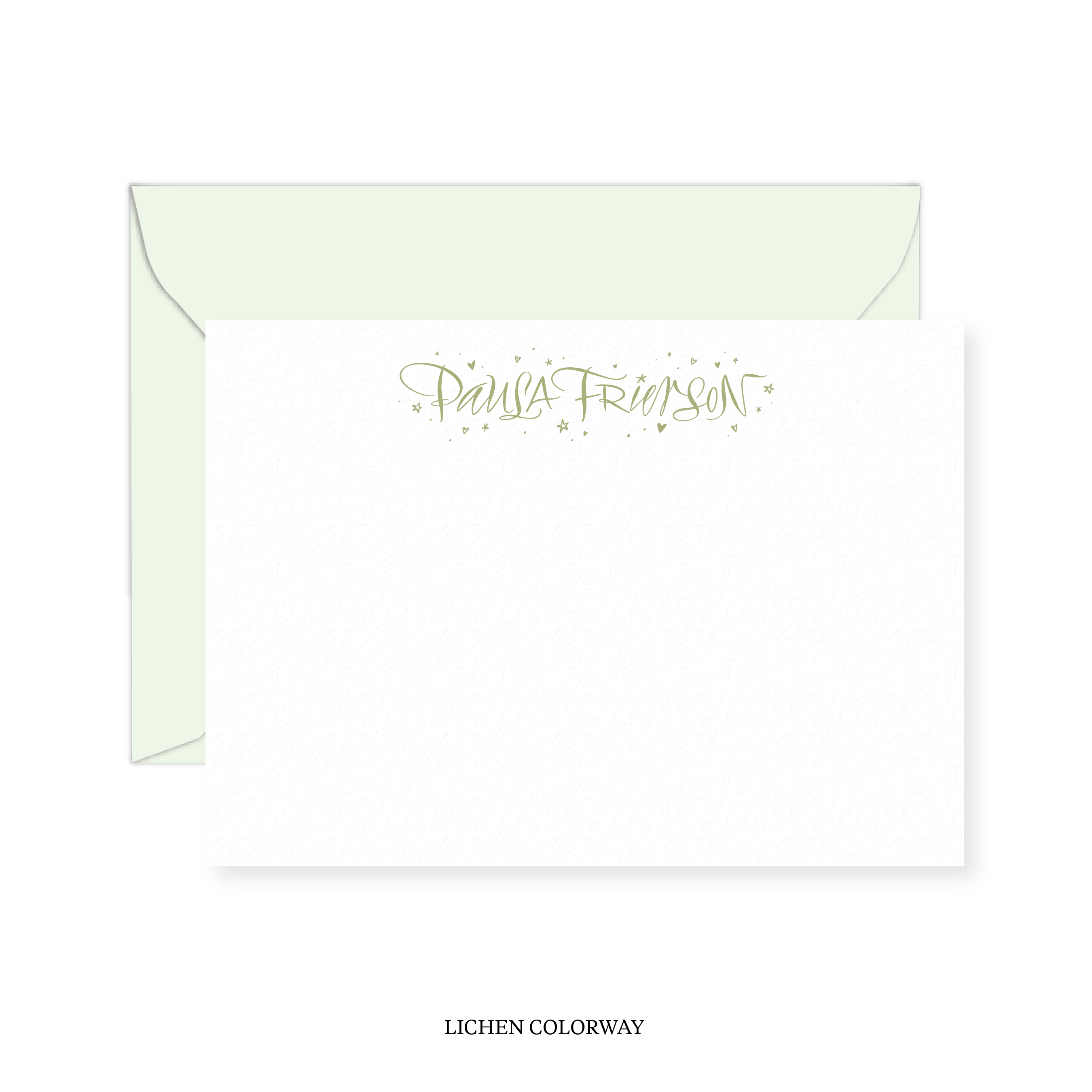 Ansley with Stars and Hearts Calligraphy Classic Printed Note