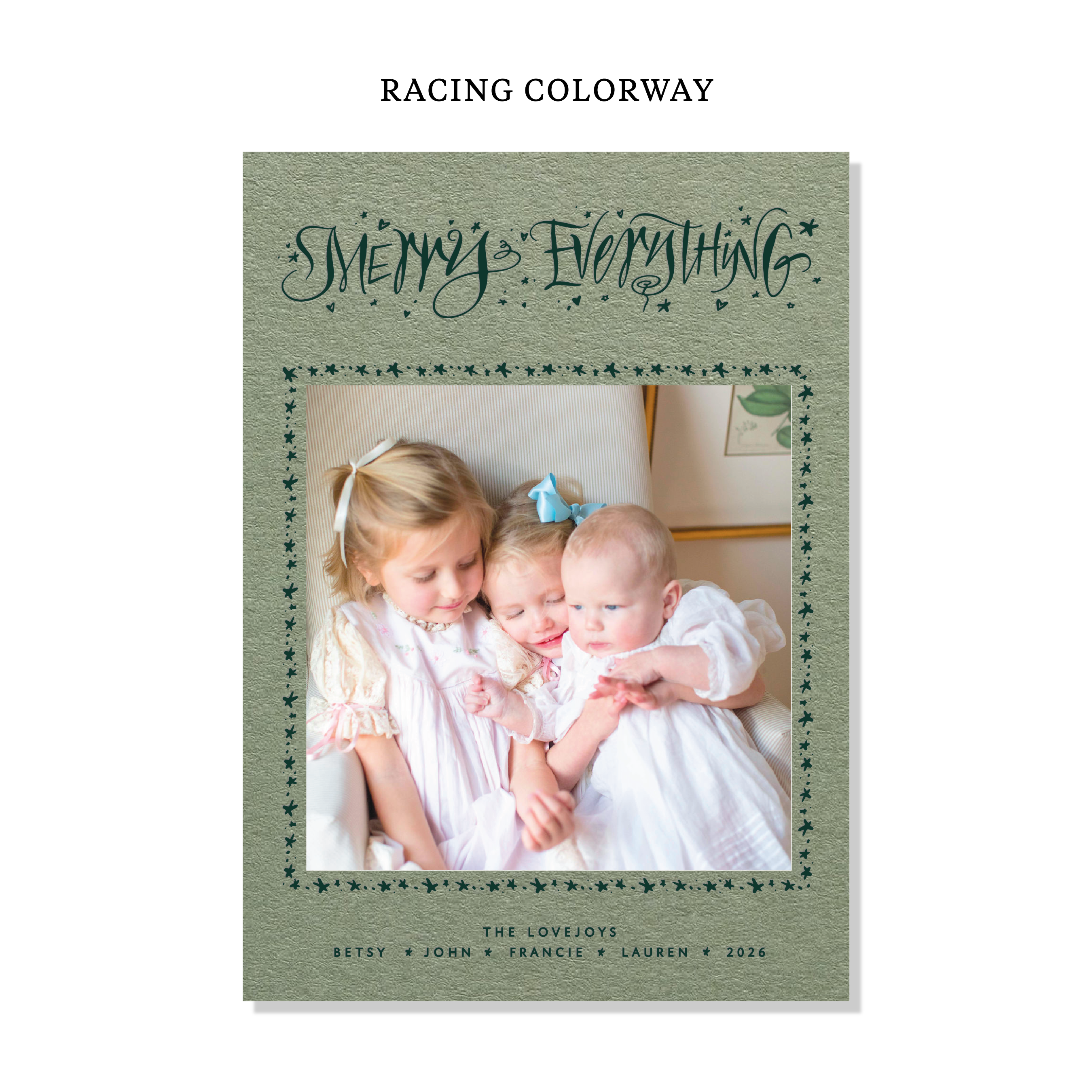Ansley Letterpress Holiday Card, Large (Colored Paper)