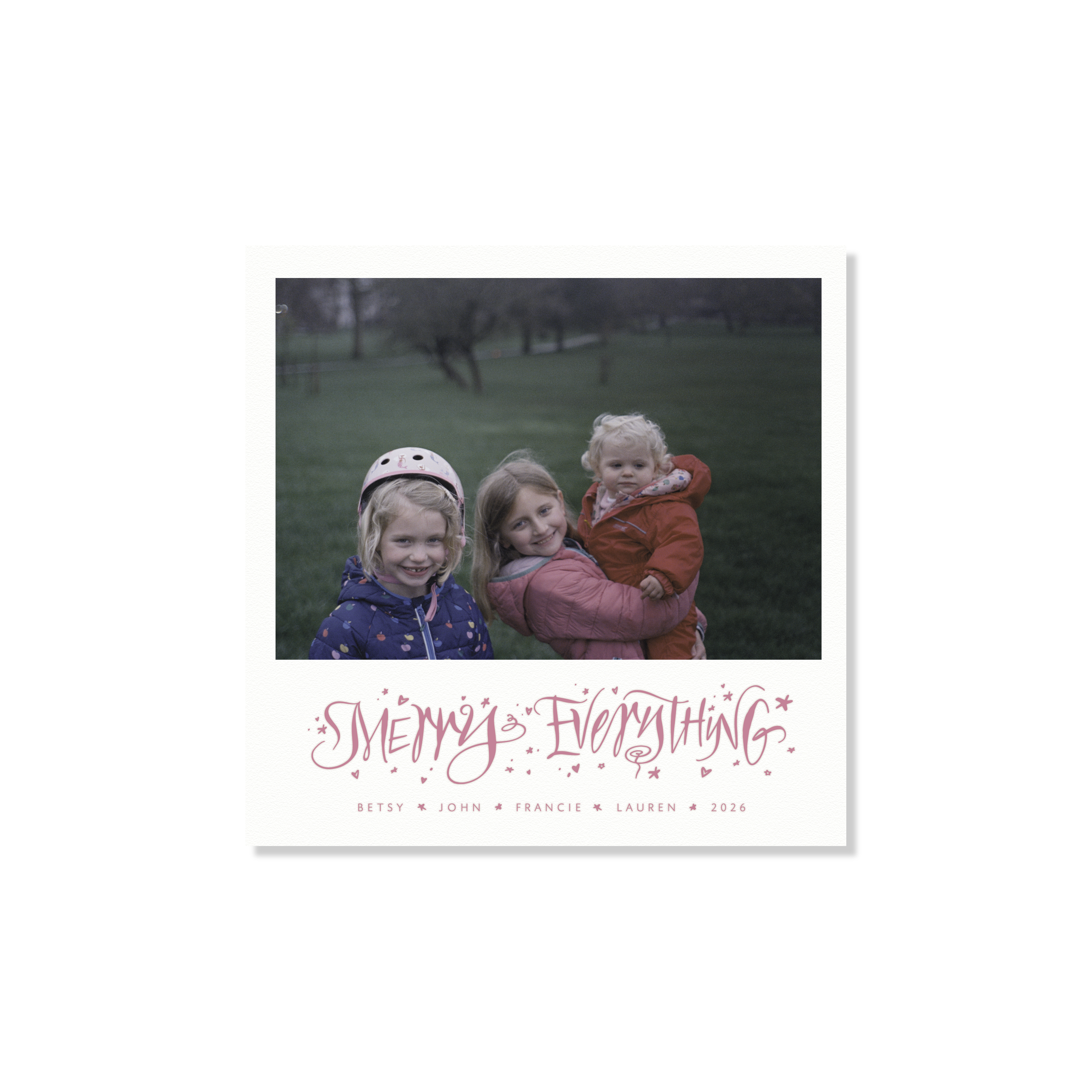 Ansley Letterpress Holiday Card, Small Square (White Paper)
