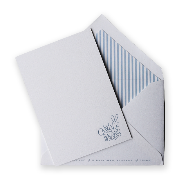 Josephine Engraved Note with Stripe Liner