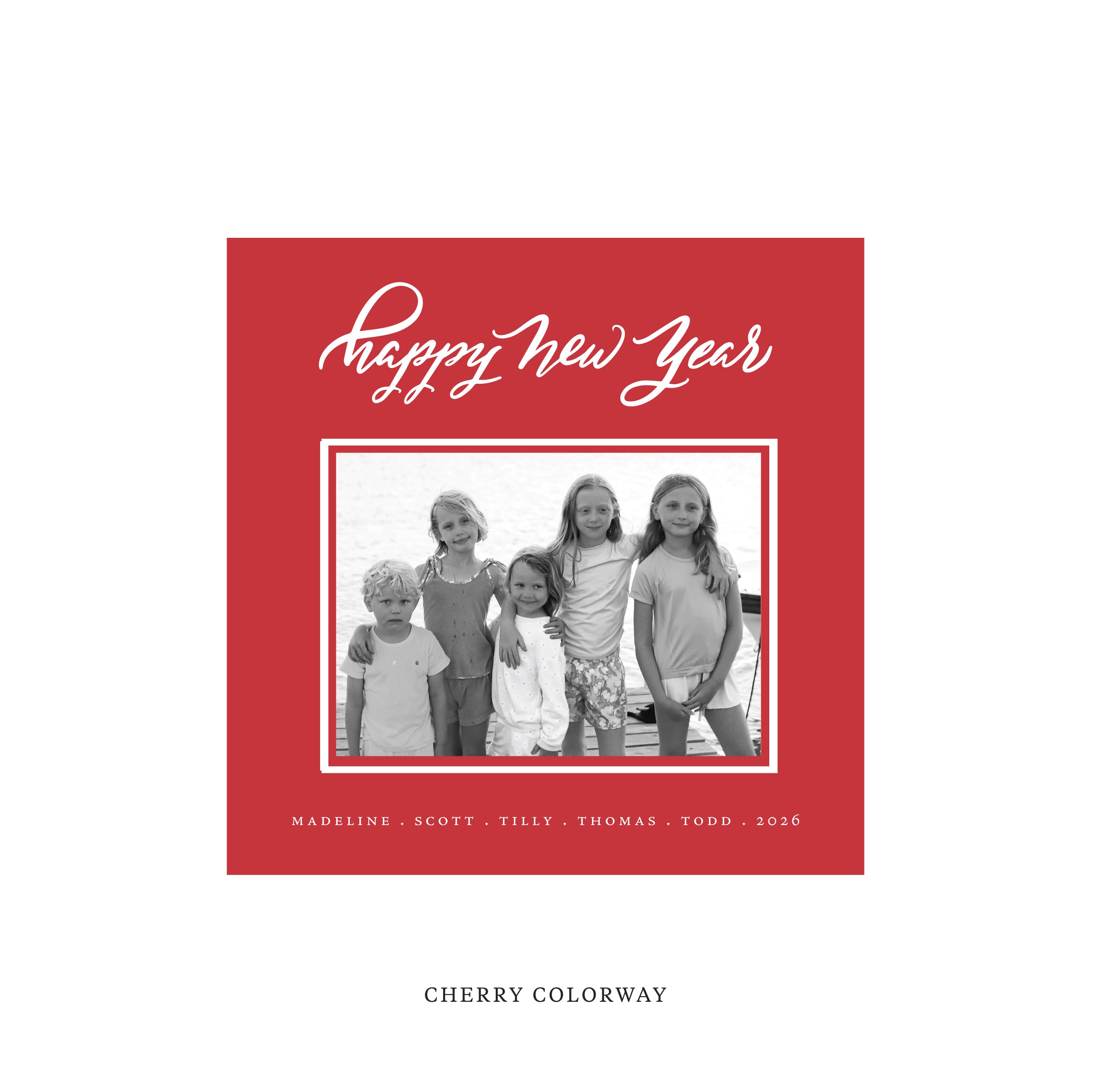 Ashborn Classic Flat Print Holiday Card, Square