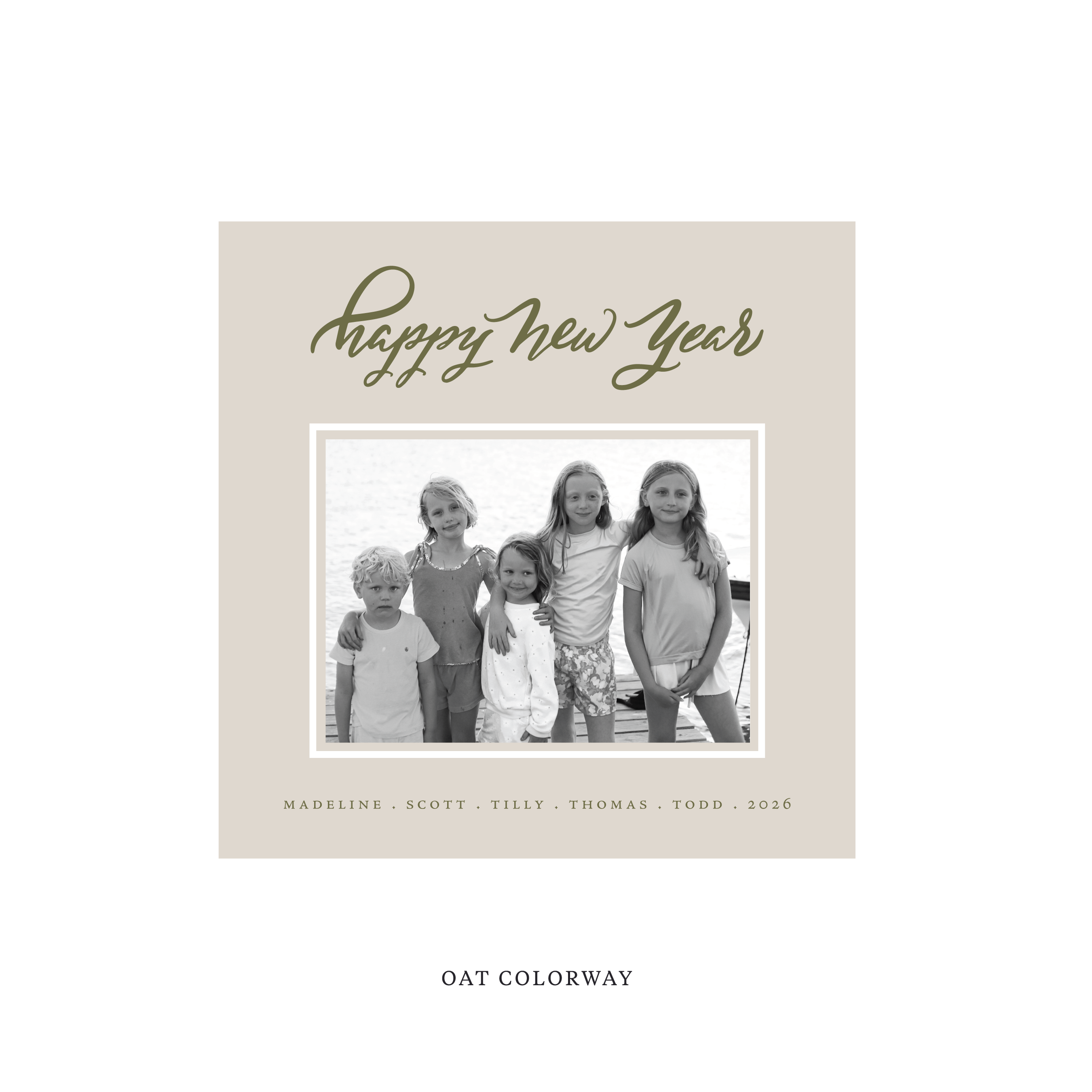 Ashborn Classic Flat Print Holiday Card, Square