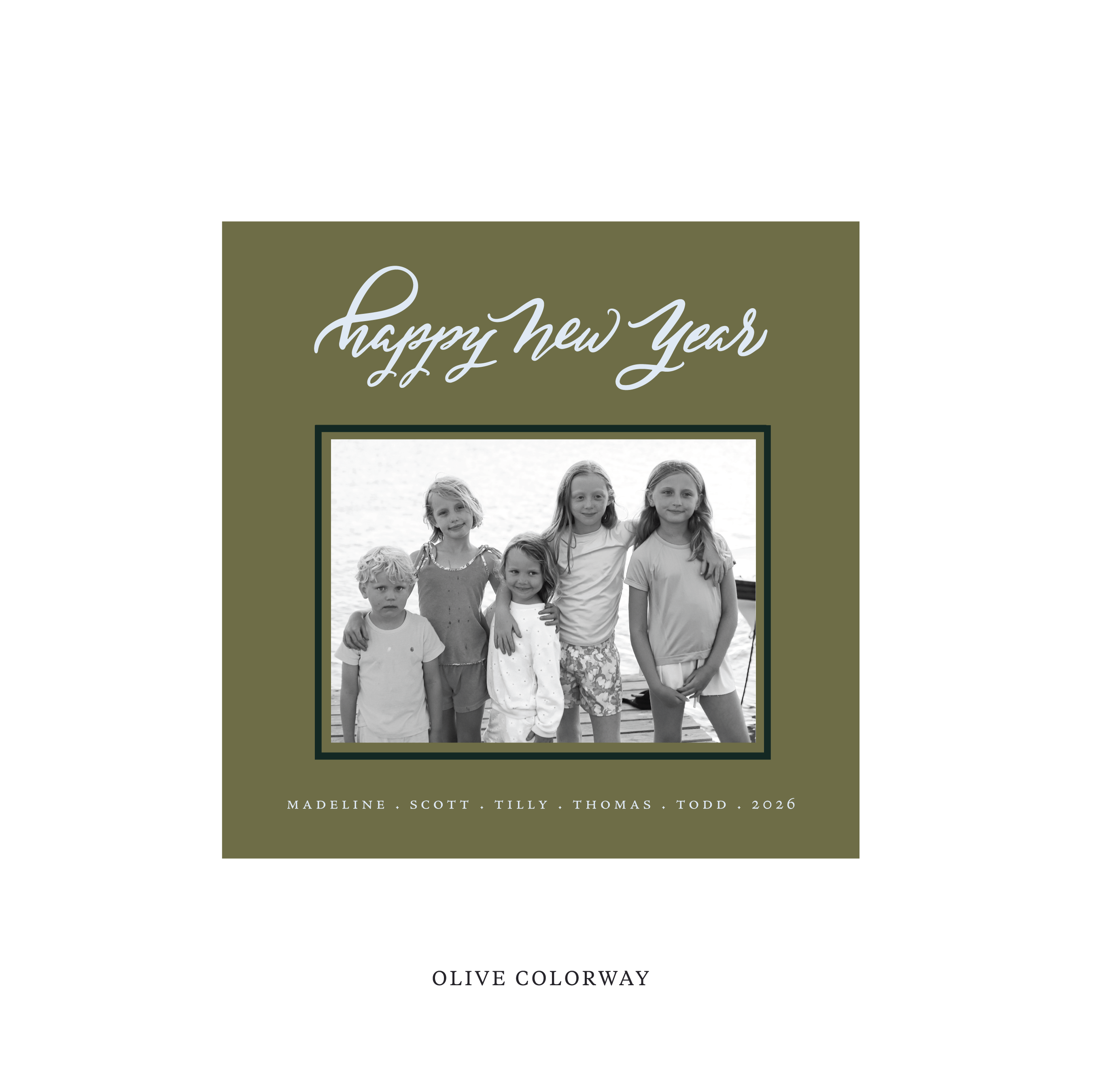 Ashborn Classic Flat Print Holiday Card, Square