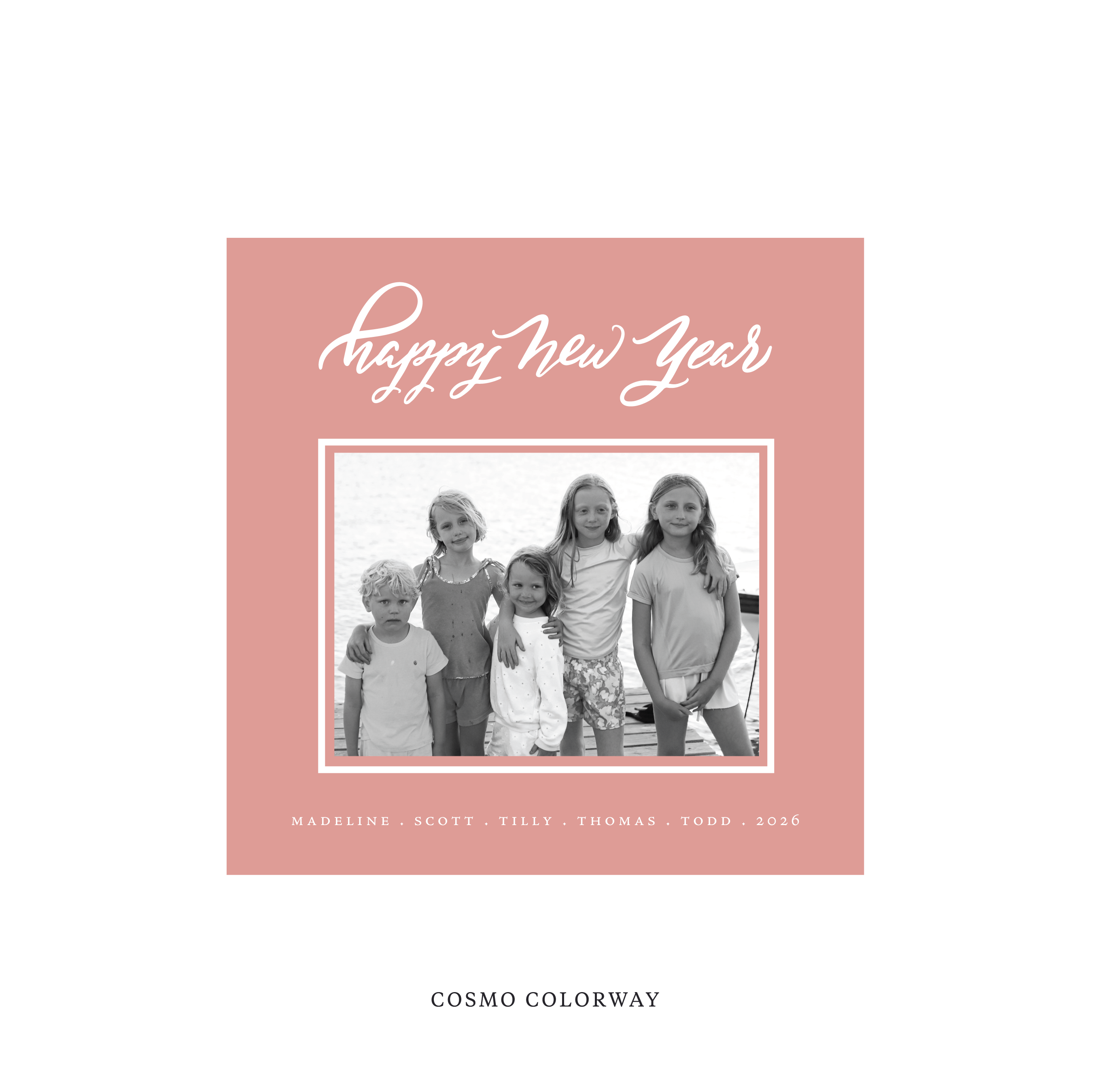 Ashborn Classic Flat Print Holiday Card, Square