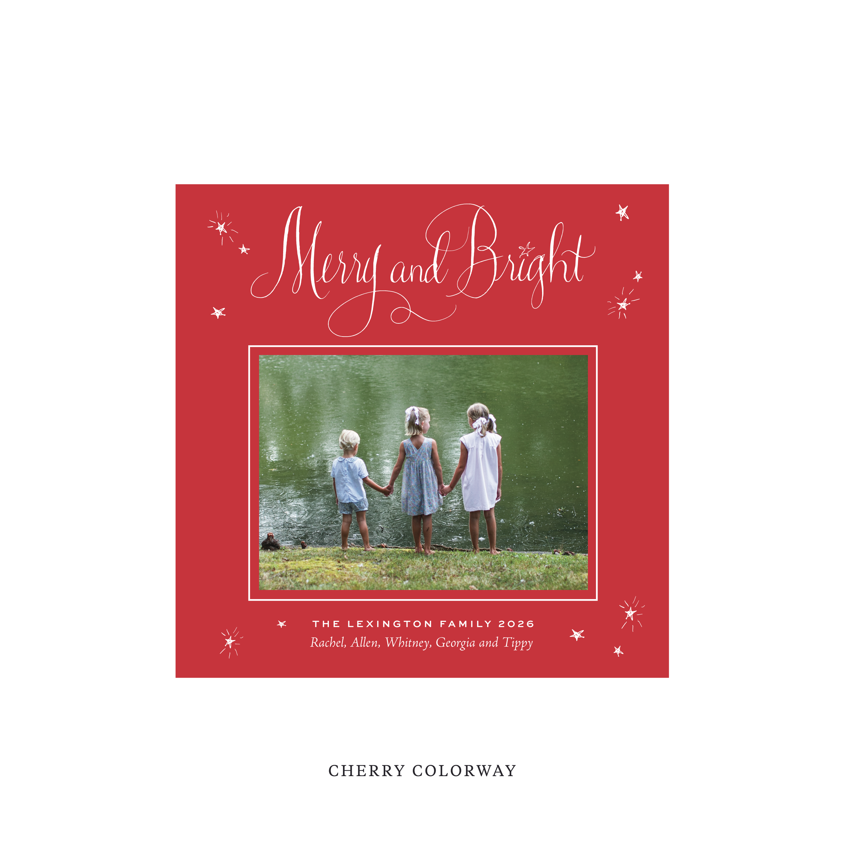 Aurora Classic Flat Print Holiday Card, Square