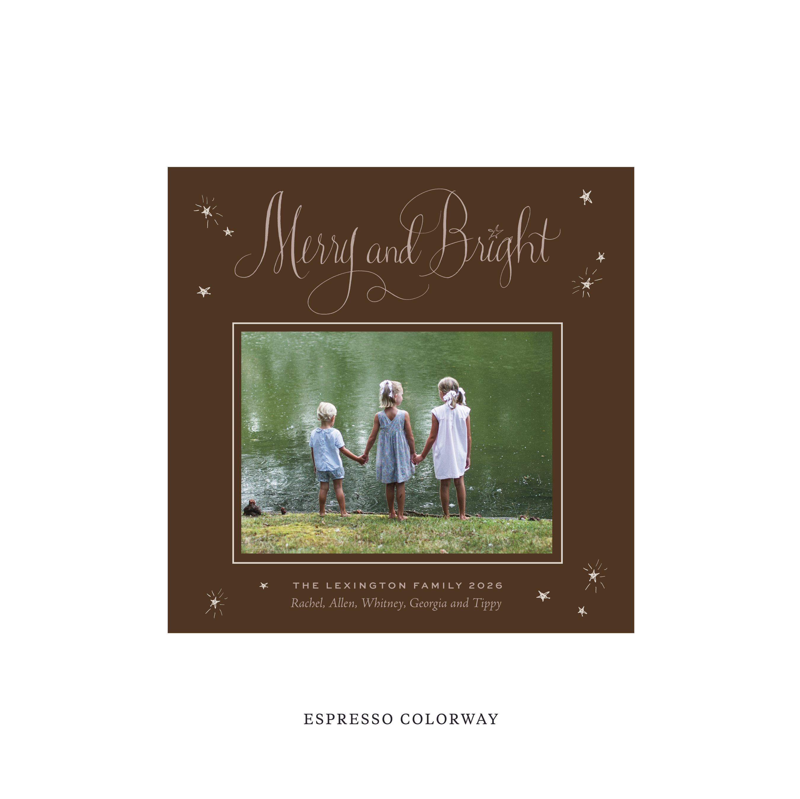 Aurora Classic Flat Print Holiday Card, Square