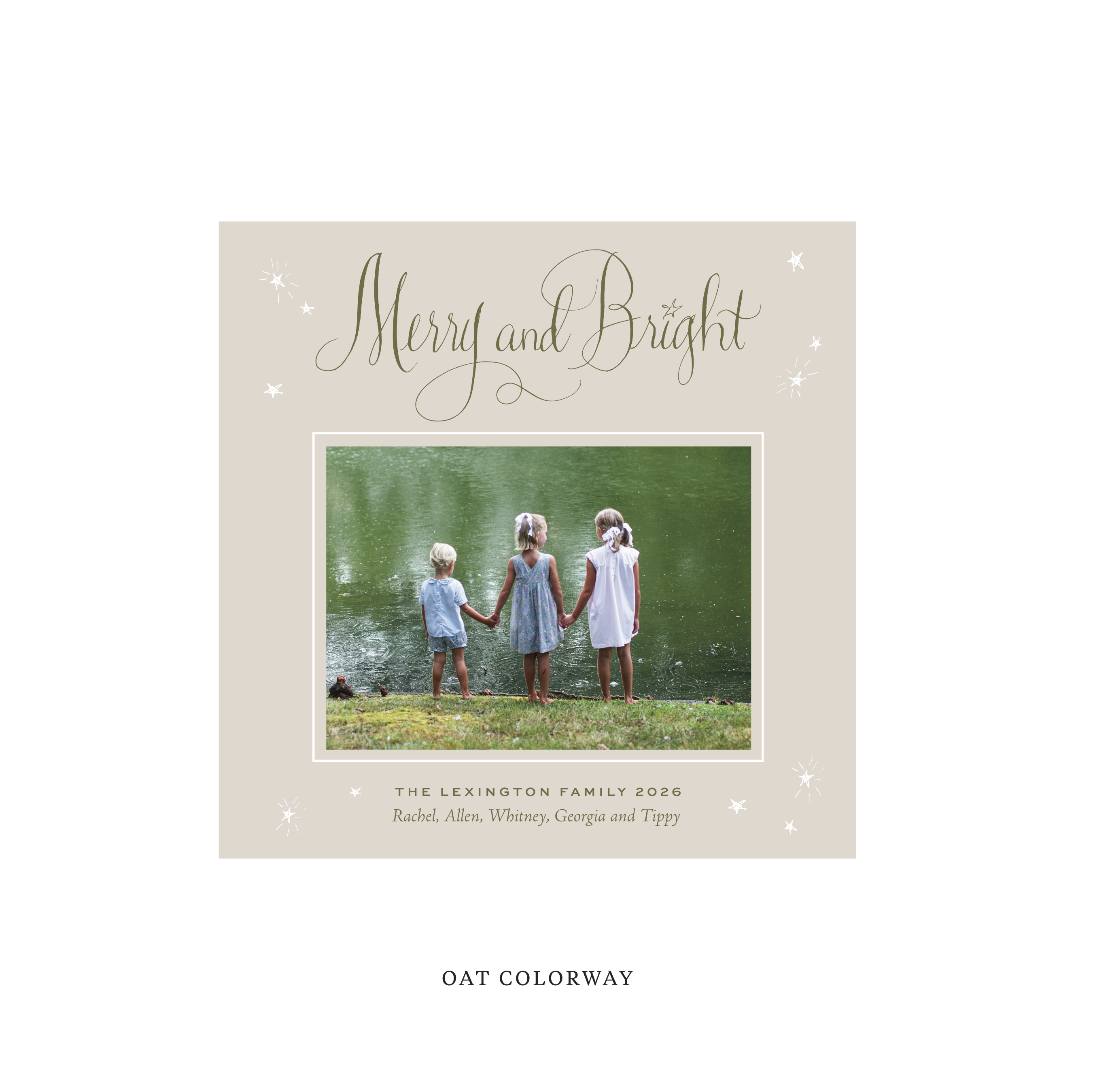 Aurora Classic Flat Print Holiday Card, Square