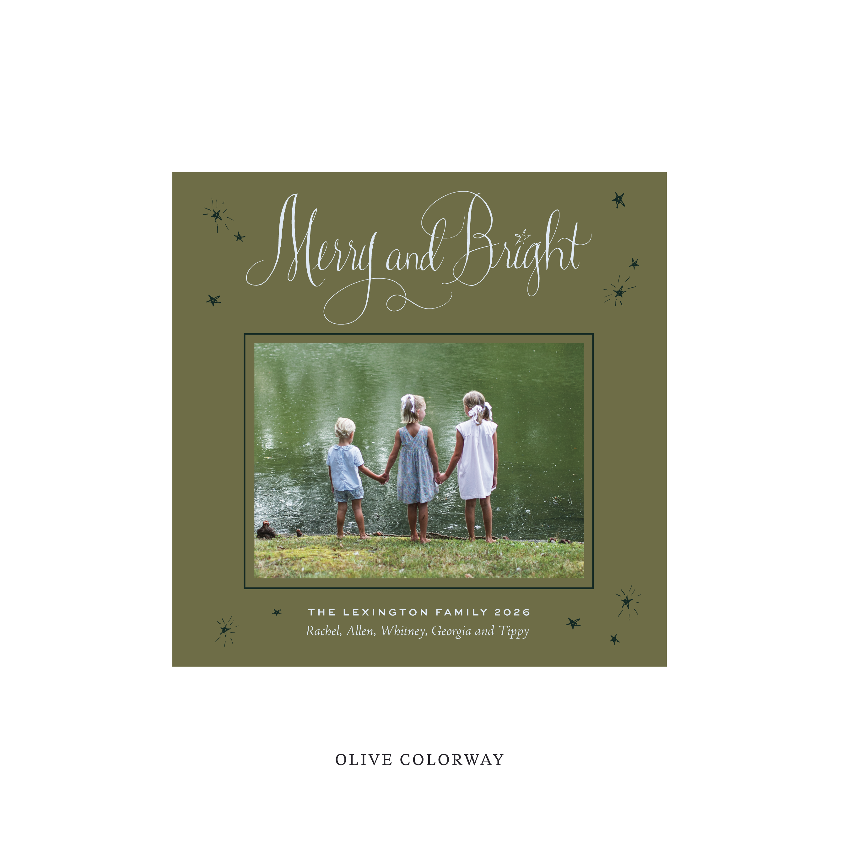 Aurora Classic Flat Print Holiday Card, Square