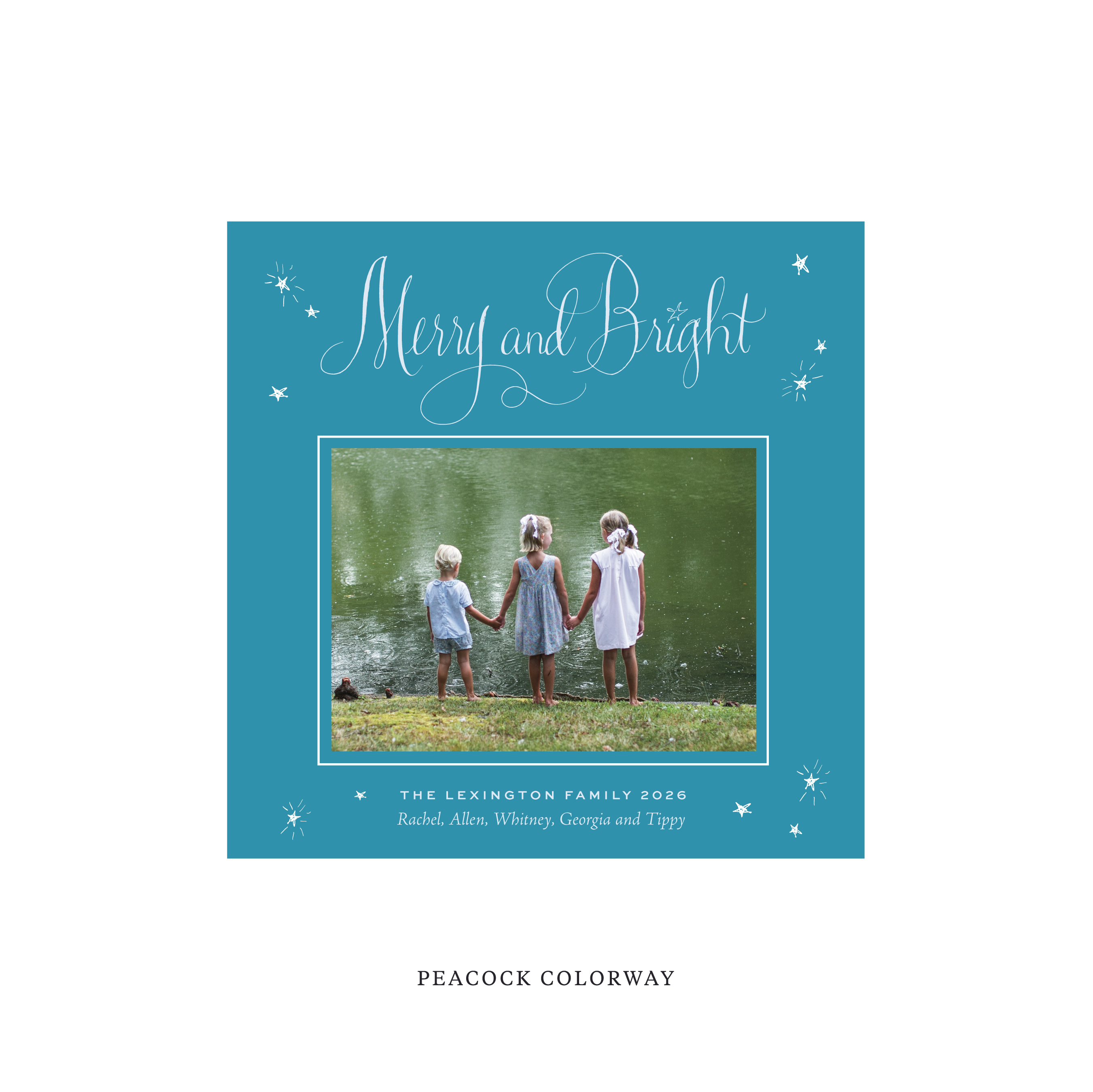 Aurora Classic Flat Print Holiday Card, Square