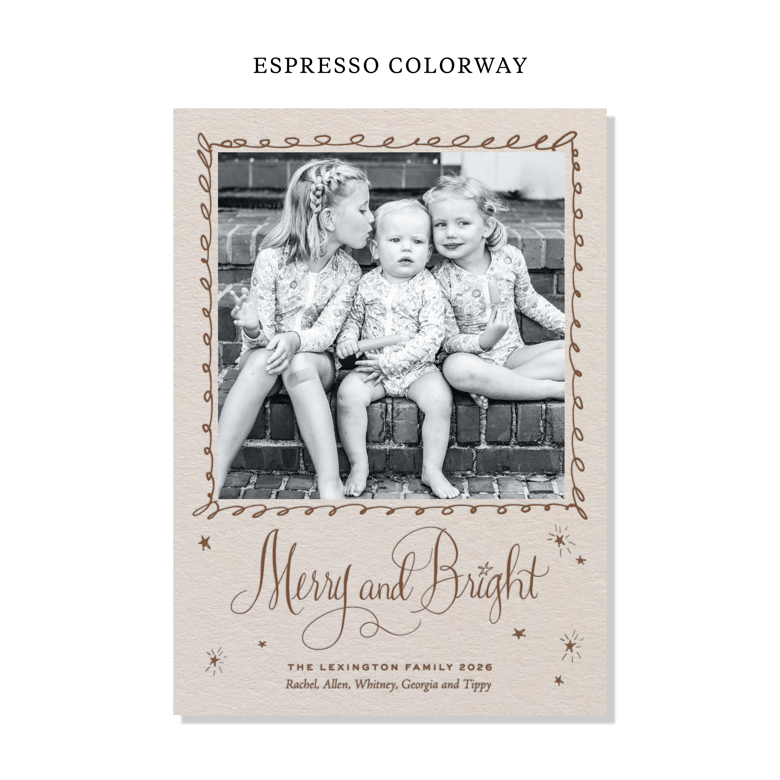 Aurora Letterpress Holiday Card, Large (Colored Paper)