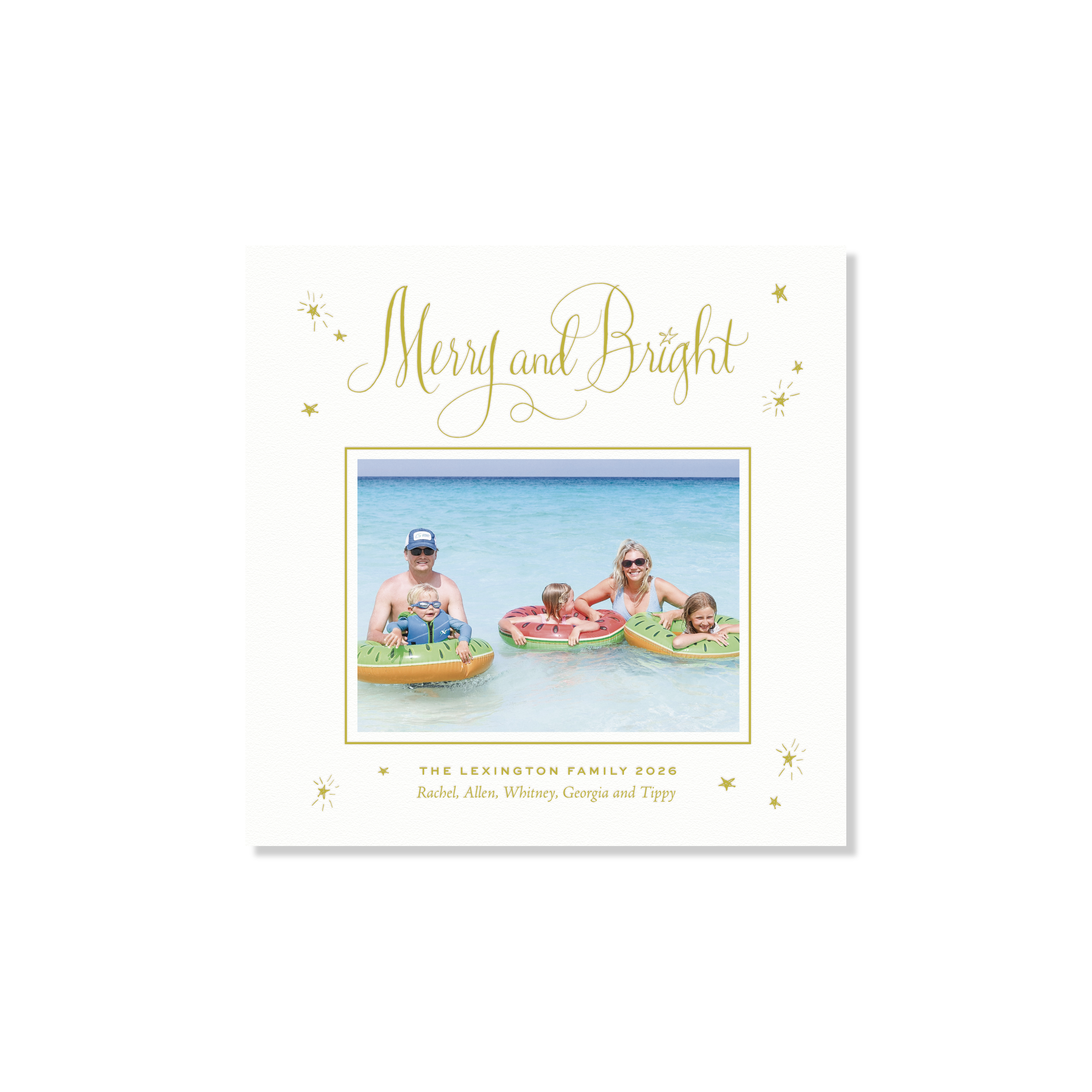 Aurora Letterpress Holiday Card, Small Square (White Paper)