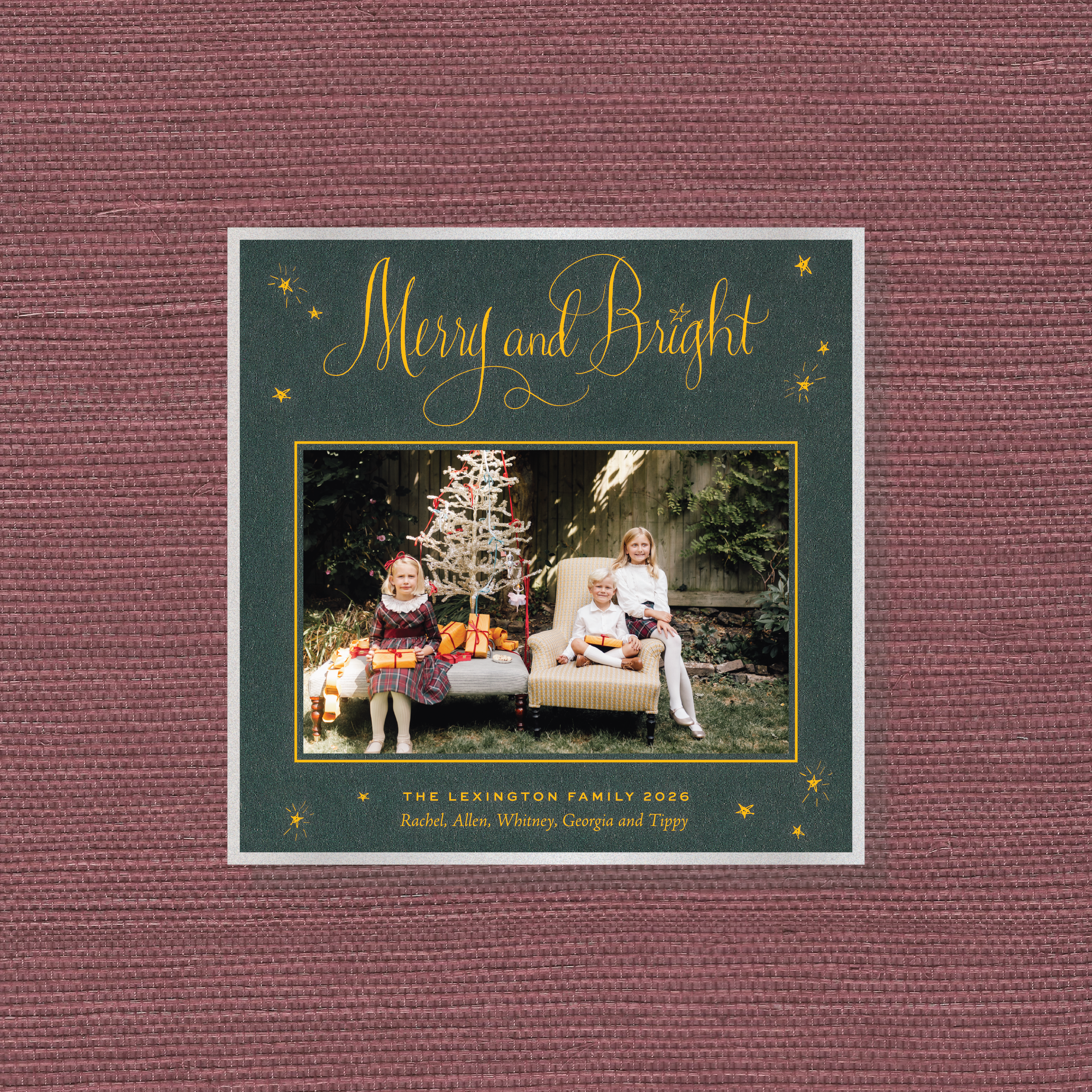 Aurora Engraved Holiday Card, Small Square