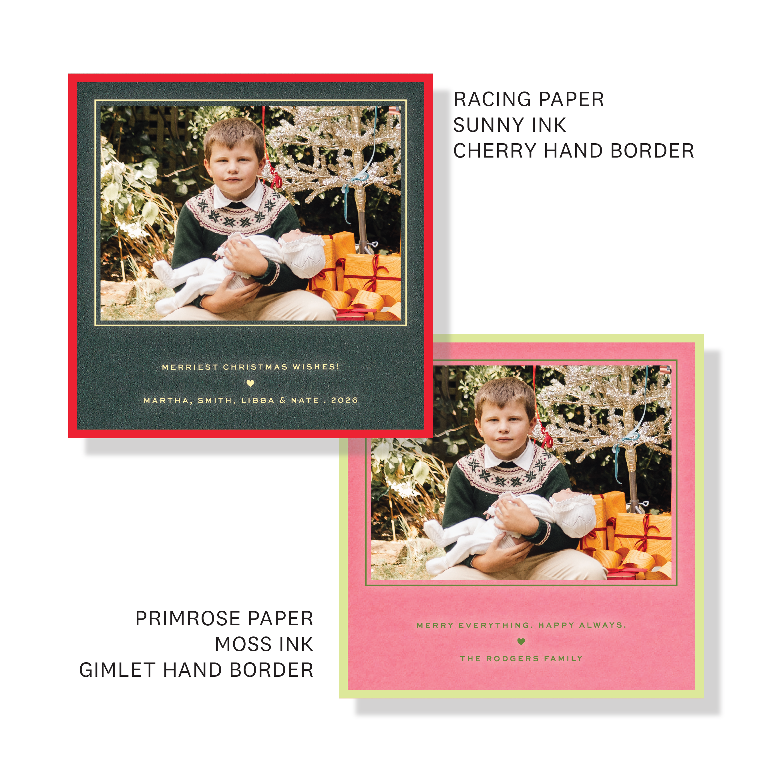 Personalized Balfour Engraved Holiday Photo Card featuring a hand-mounted photograph and elegant, raised engraved lettering.