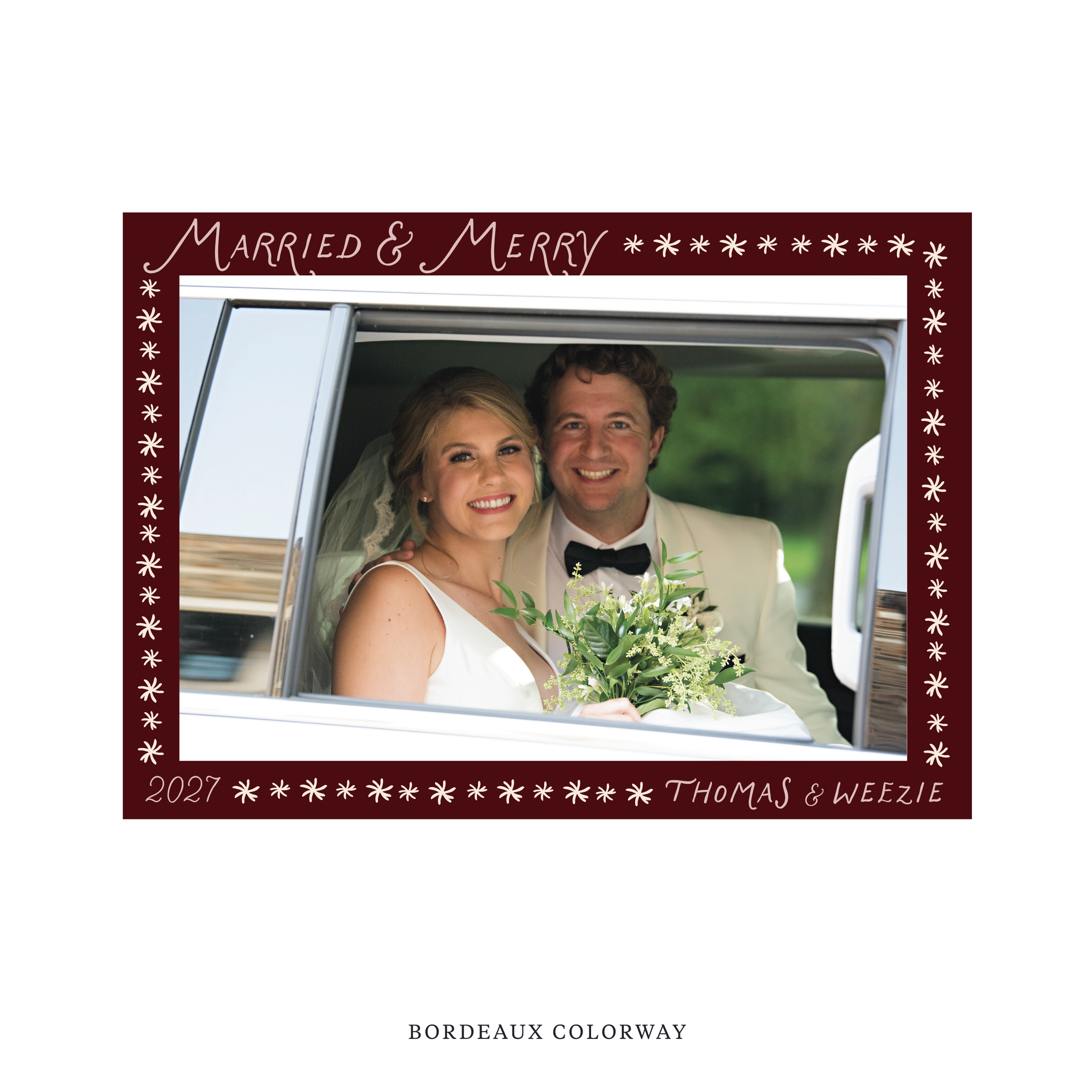 Beauchamp Classic Flat Print Newlywed Holiday Card, Large