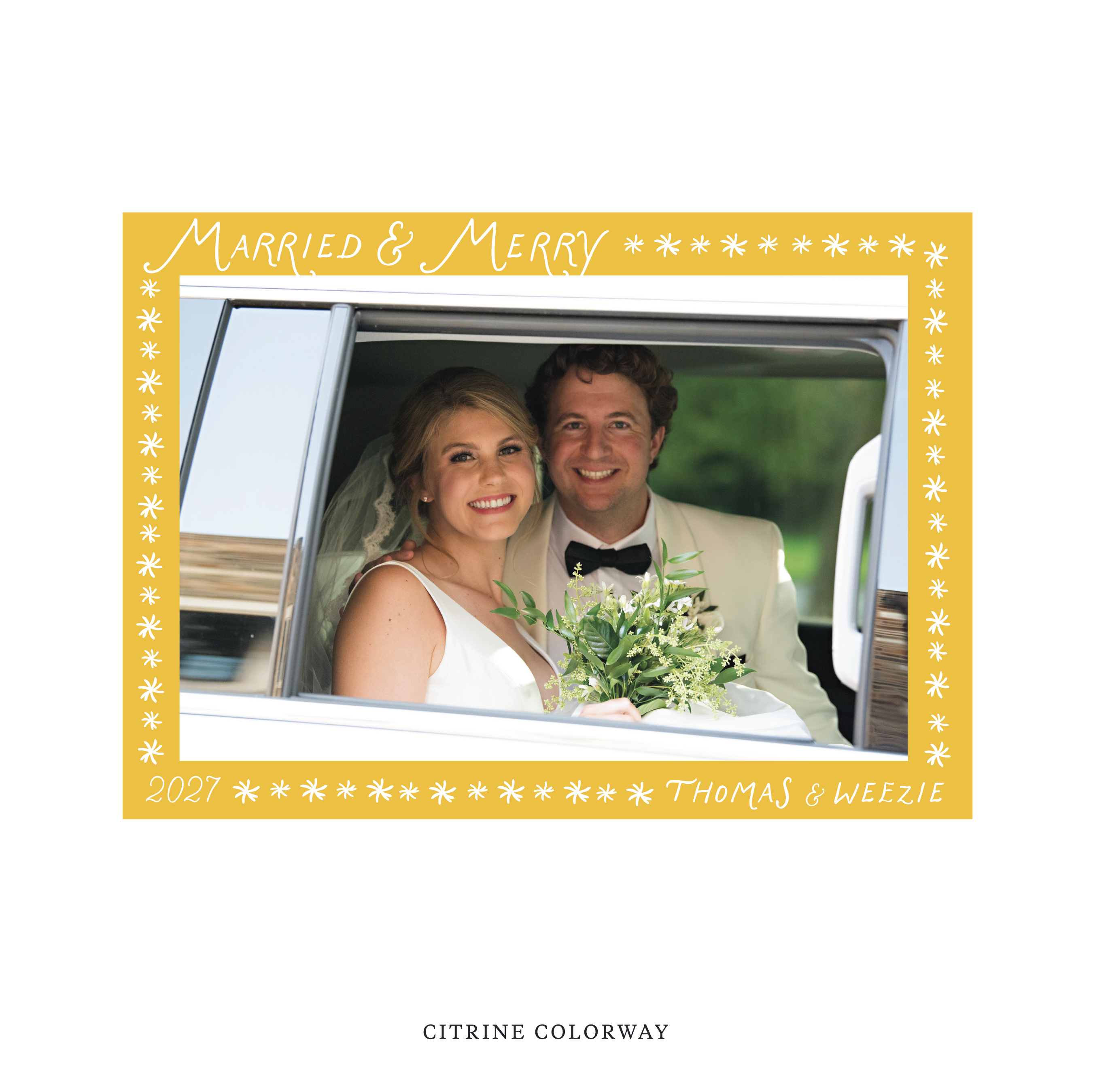 Beauchamp Classic Flat Print Newlywed Holiday Card, Large