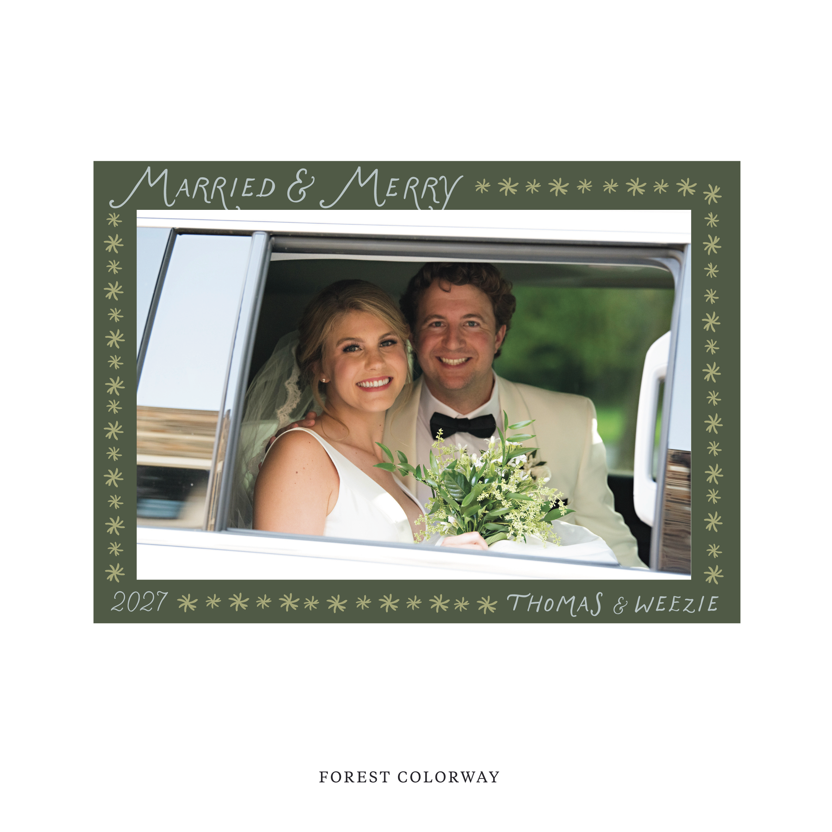 Beauchamp Classic Flat Print Newlywed Holiday Card, Large