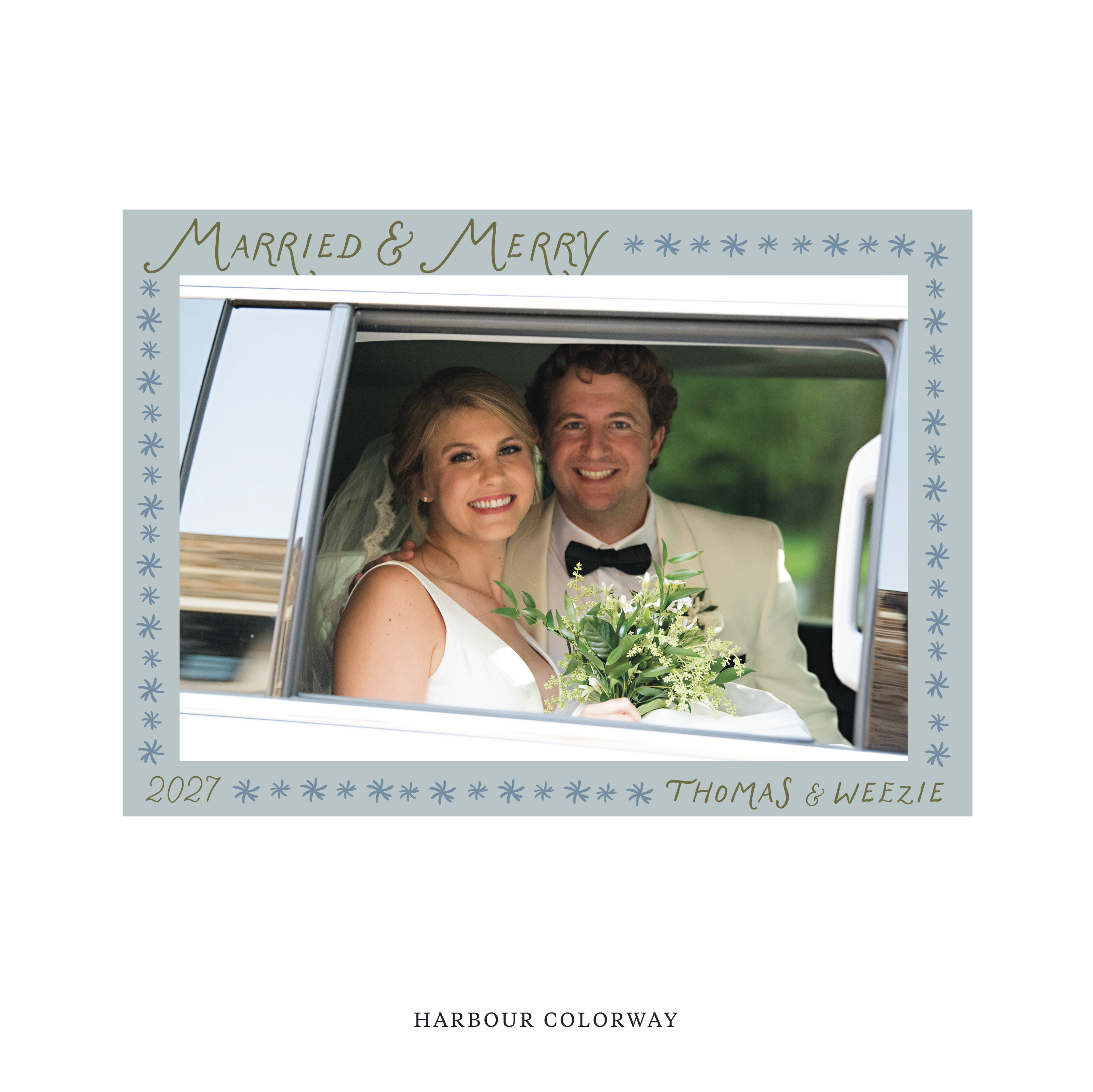 Beauchamp Classic Flat Print Newlywed Holiday Card, Large