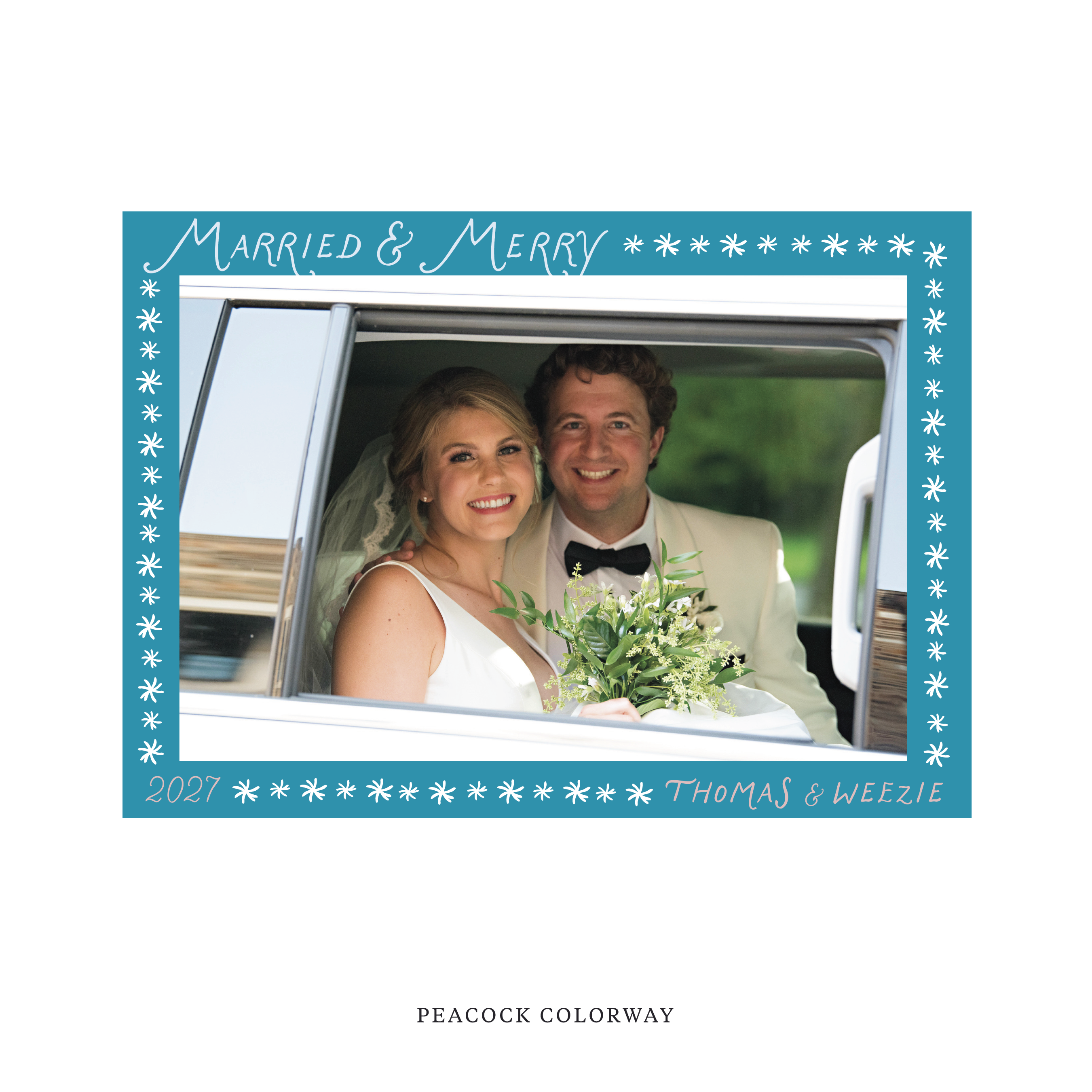 Beauchamp Classic Flat Print Newlywed Holiday Card, Large