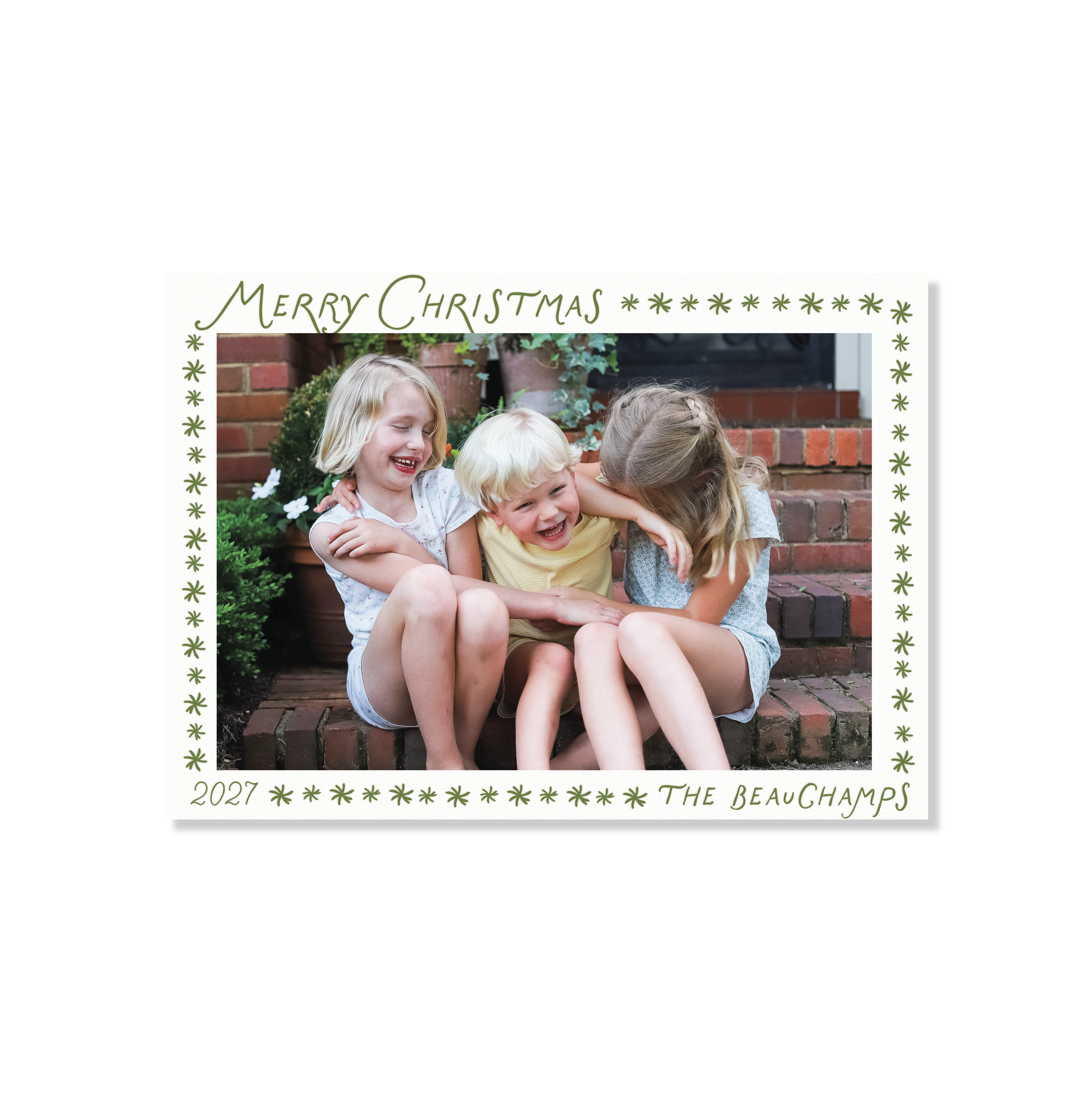 Beauchamp Letterpress Holiday Card, Large (White Paper)