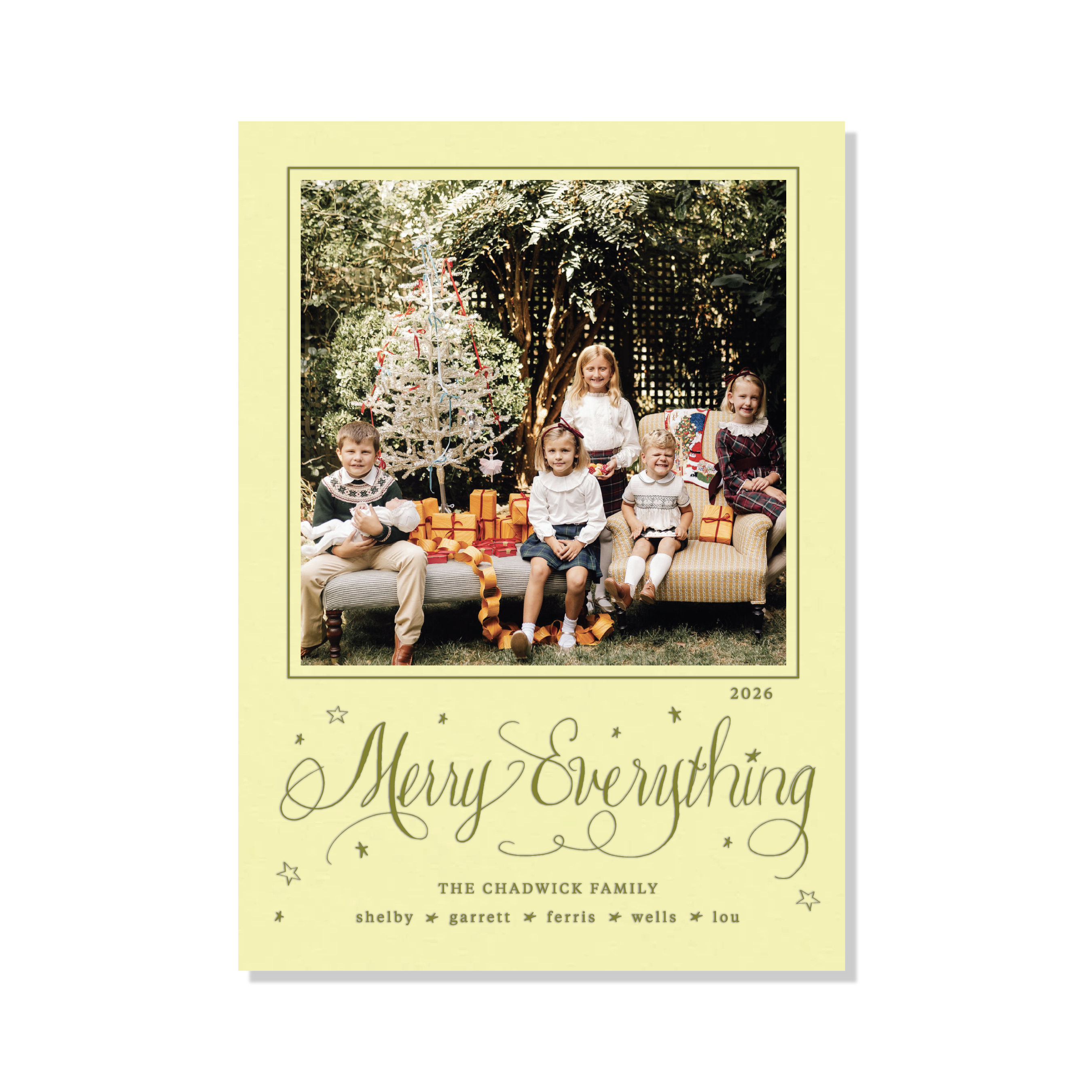 Birdsong Letterpress Holiday Card, Large (Colored Paper)