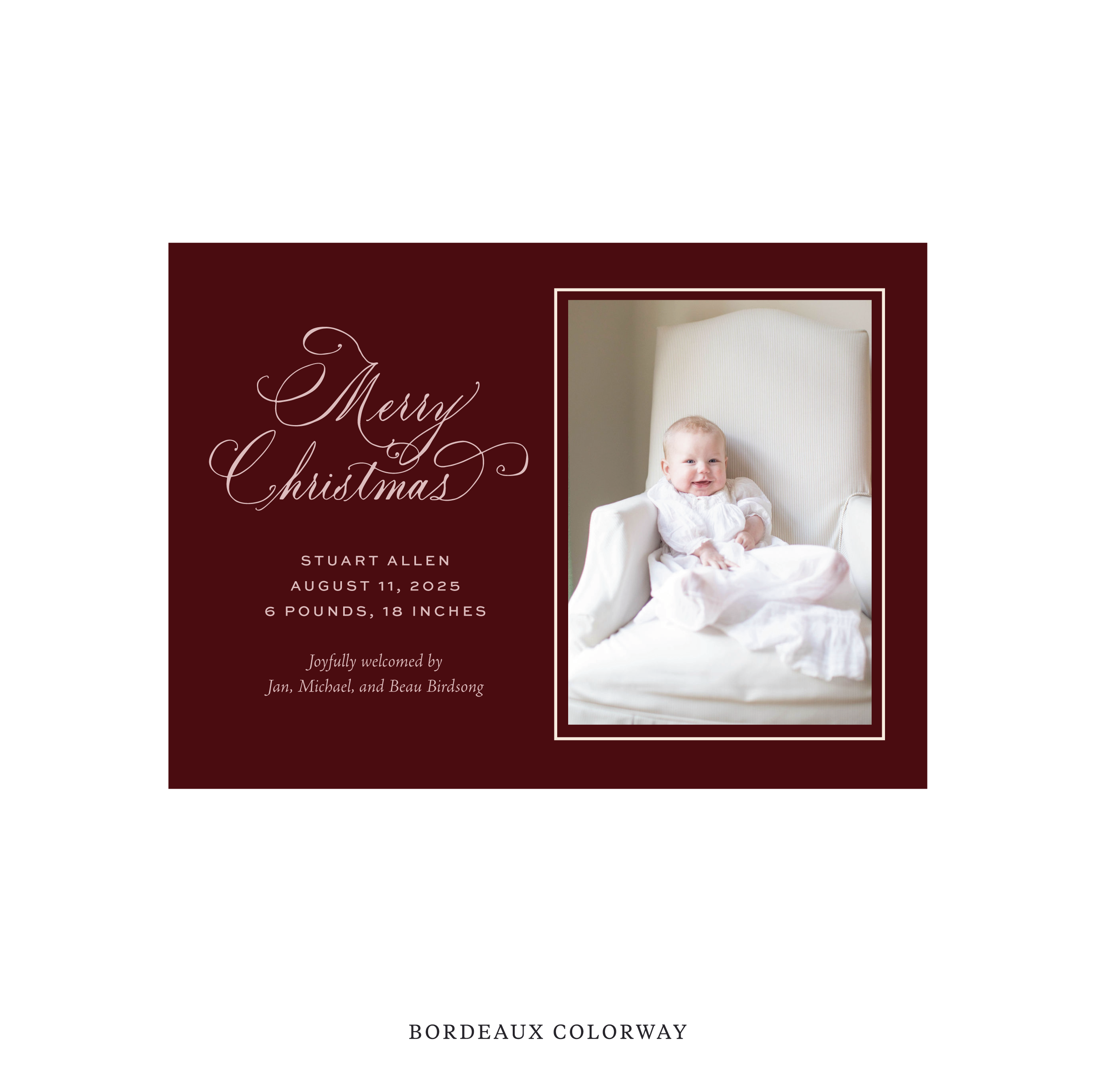 Middleton Classic Flat Print Holiday Card, Medium Birth Announcement