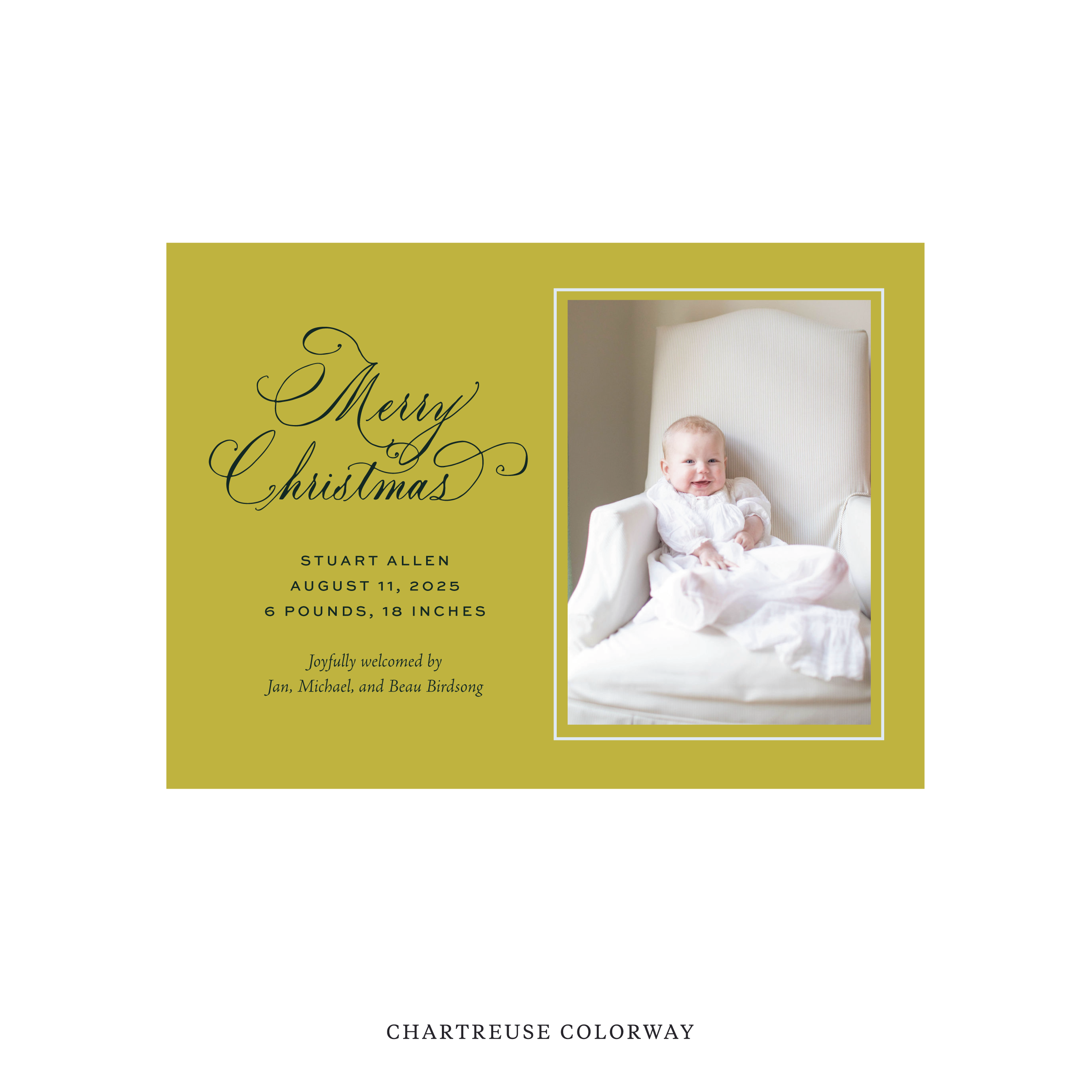 Middleton Classic Flat Print Holiday Card, Medium Birth Announcement